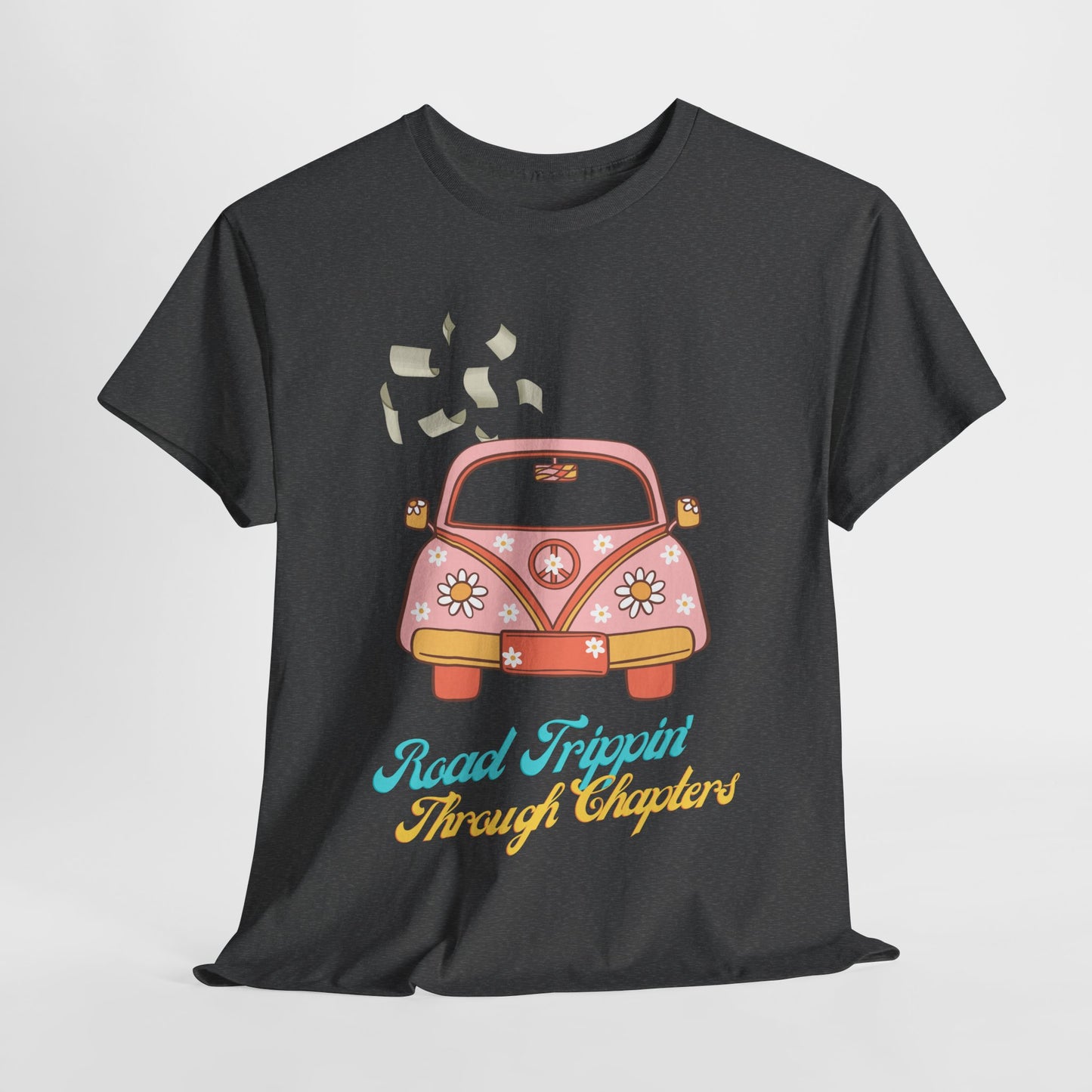 Teen/Adult Unisex Road Trippin’ Through Chapters Tee – Groovy Gift for Book Lovers on a Journey