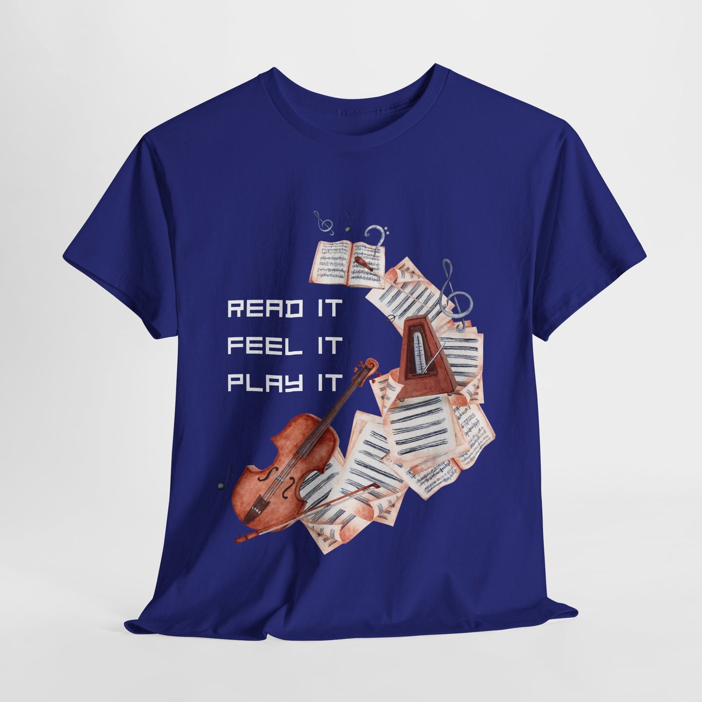 Teen/Adult Unisex Read It, Feel It, Play It Tee – A Symphony for Storytellers and Musicians