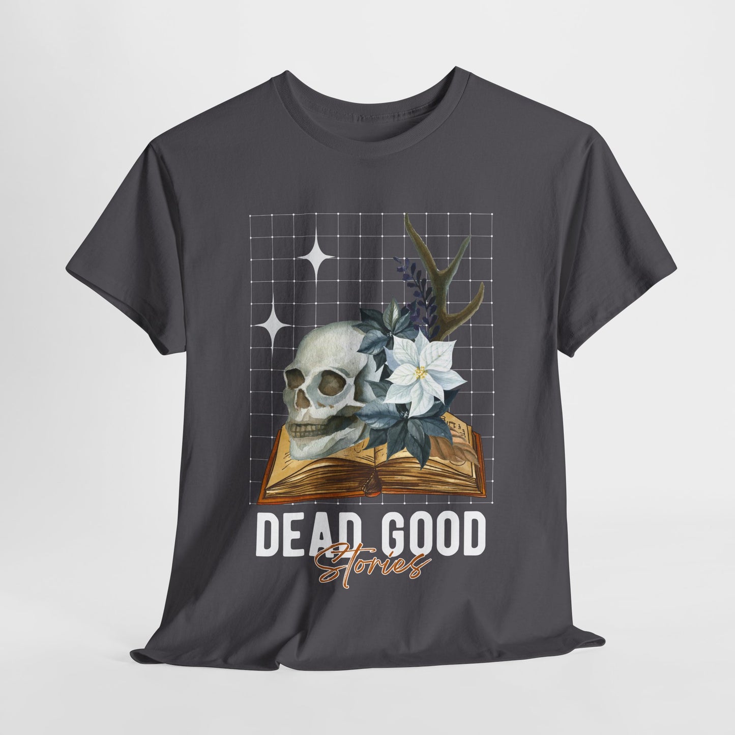 Teen/Adult Unisex Dead Good Stories T-Shirt β Skull & Book Horror Graphic Tee