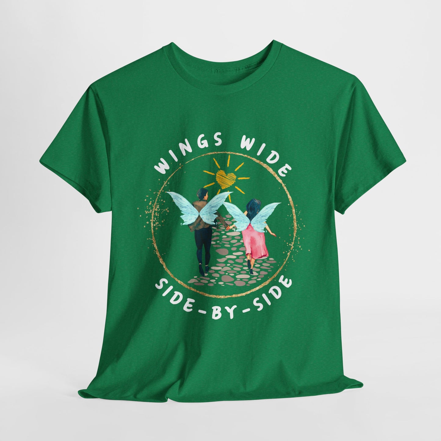 Teen/Adult Unisex Wings Wide Side-By-Side Tee – Wedding & Anniversary Gift for Couples, Inspirational Fairy Tale Apparel