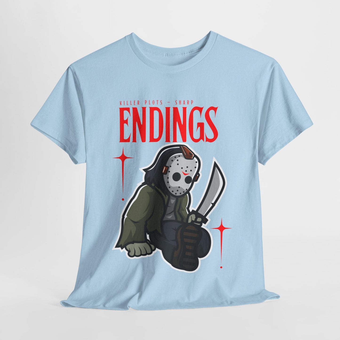Teen/Adult Unisex Killer Plots, Sharp Endings T-Shirt – Horror Slasher Graphic Tee