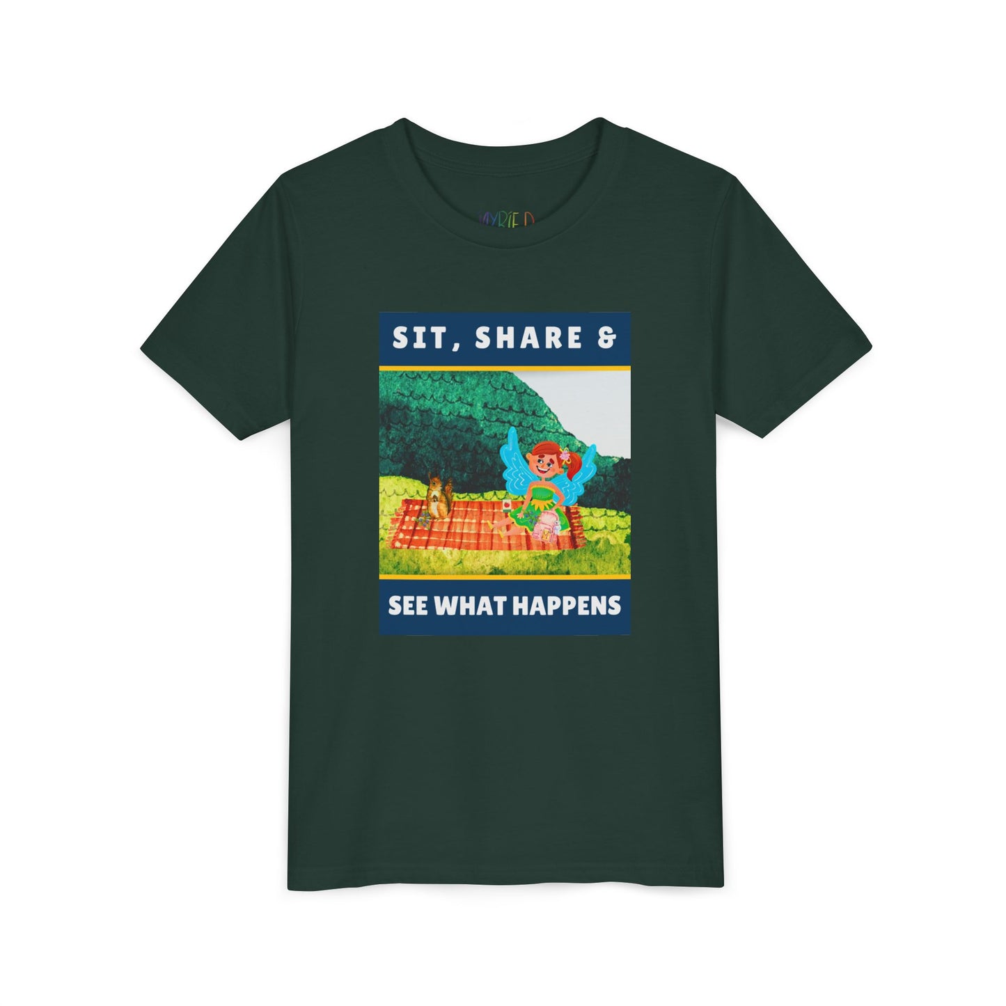 Youth Sit, Share & See What Happens Tee β Wholesome T-Shirt for Kind-Hearted Kids, Nature Lovers & Budding Friends