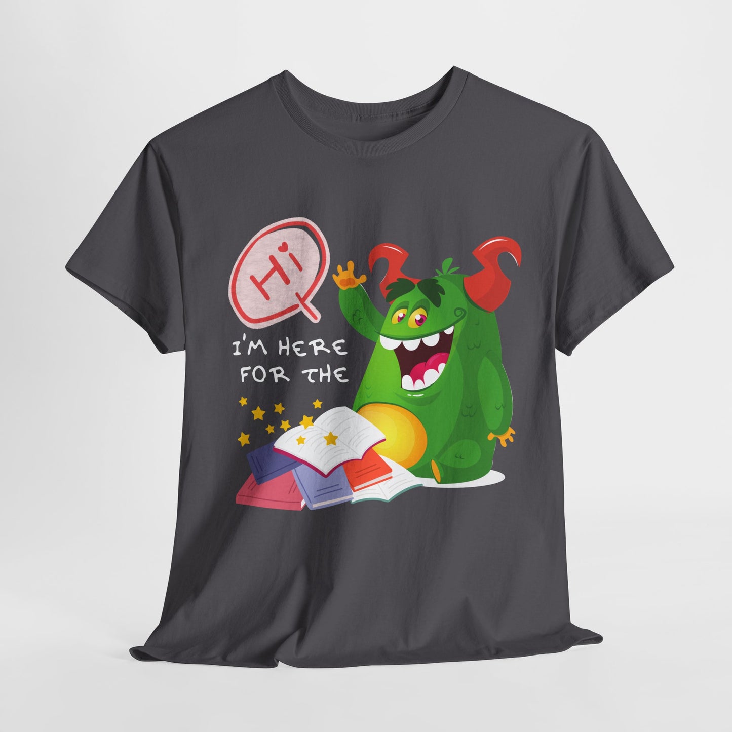 Teen/Adult Unisex “I’m Here for the Storytime” Tee – Cute Bookish Shirt for Fun-Loving Readers & Librarians