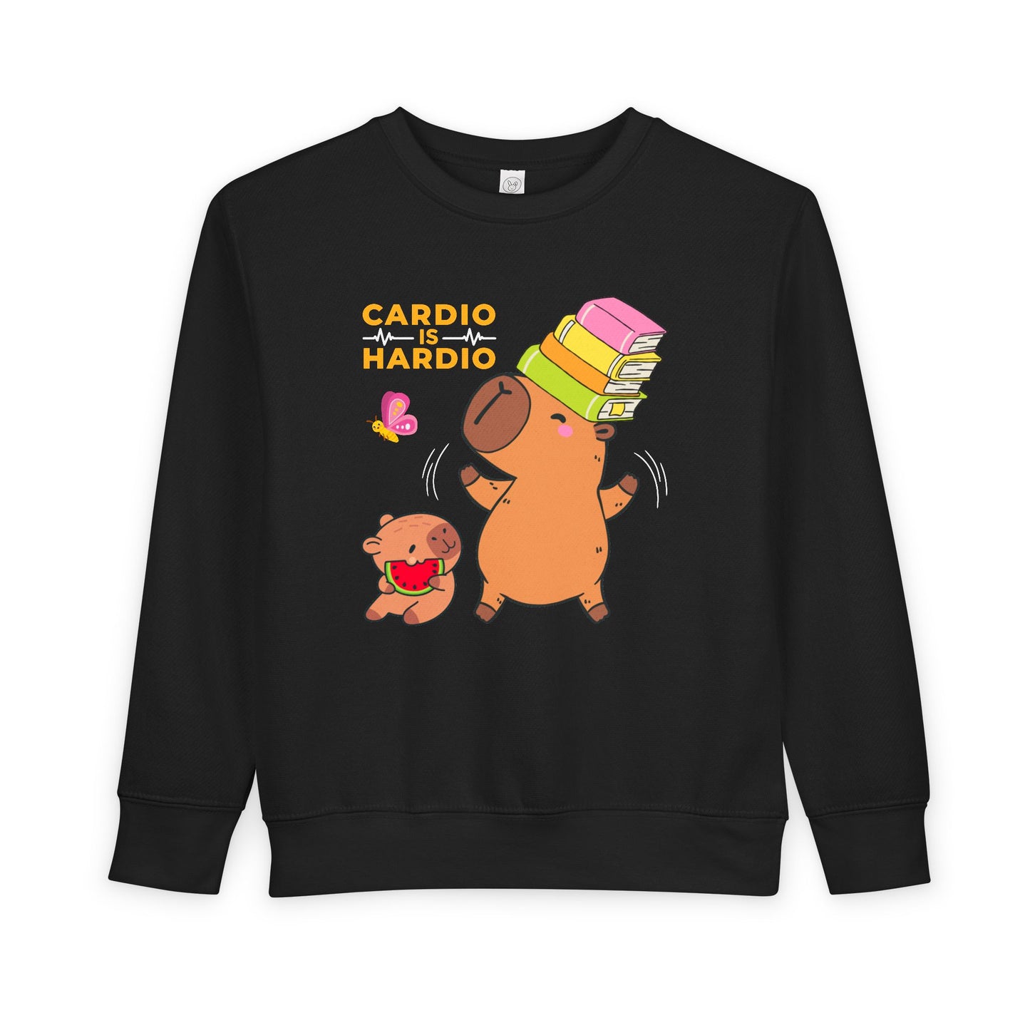 Toddler Cardio Is Hardio Sweatshirt – Funny Capybara Book Balancing Crewneck