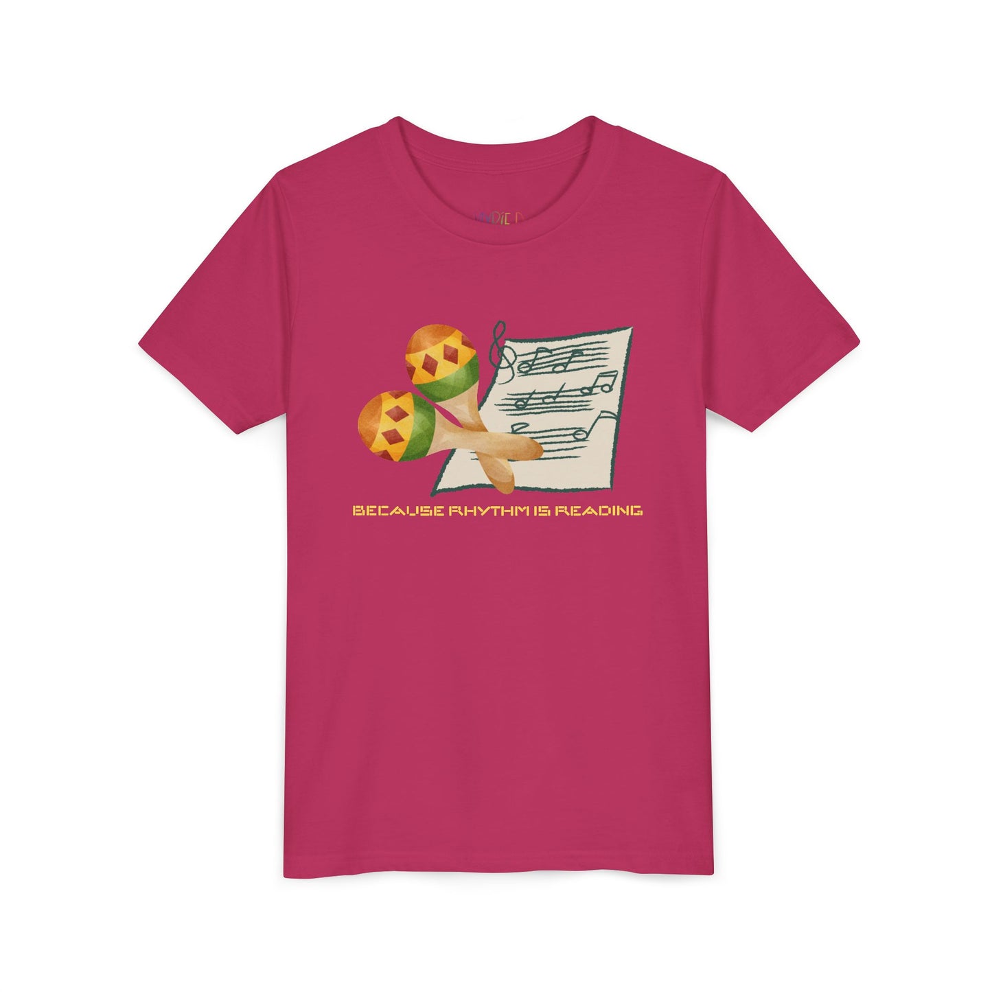 Youth Because Rhythm Is Reading Tee – Maracas Shirt for Kids Who Read Music Like a Book