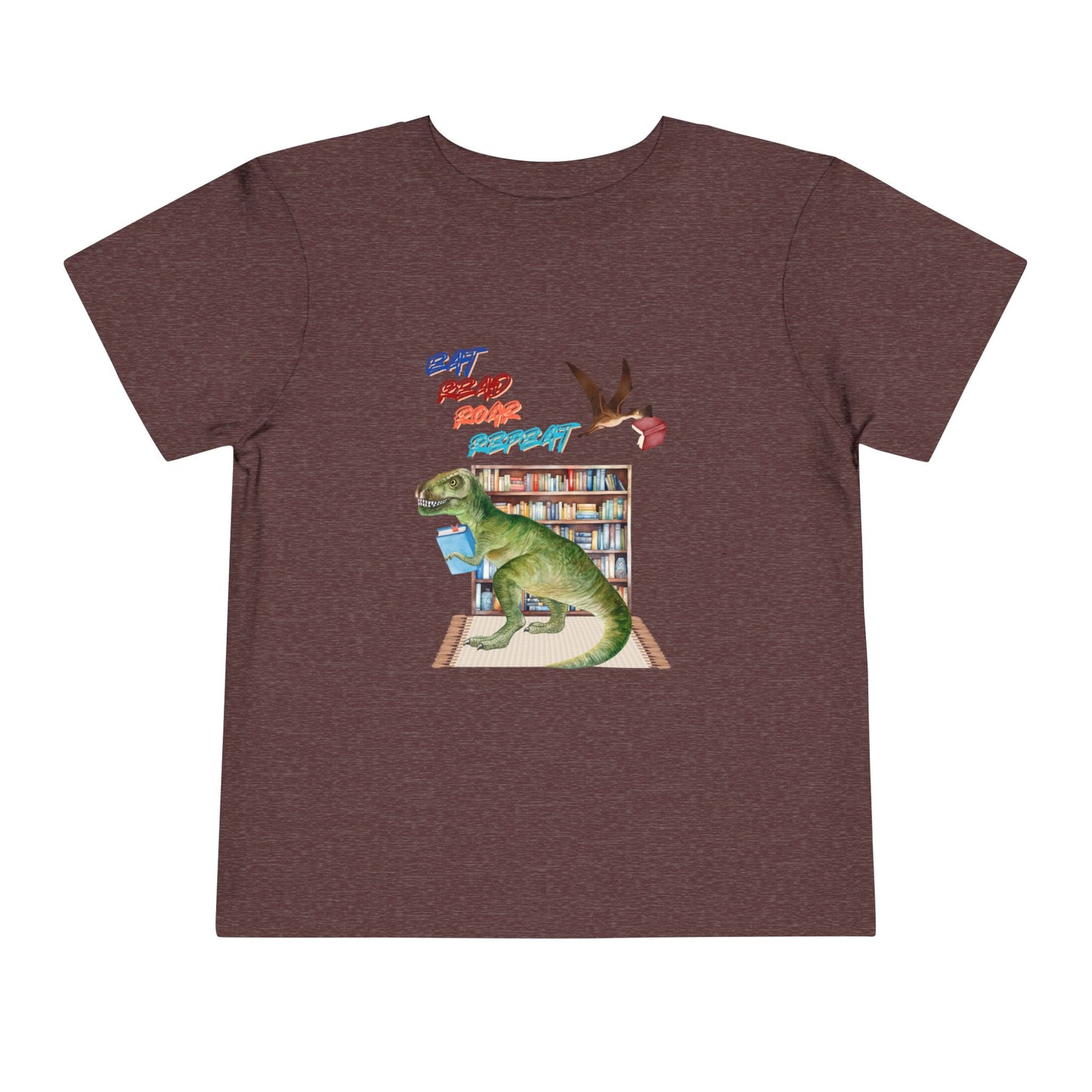 Toddler Eat. Read. Roar. Repeat. Dino Tee – Book-Loving T-Rex Shirt for Kids
