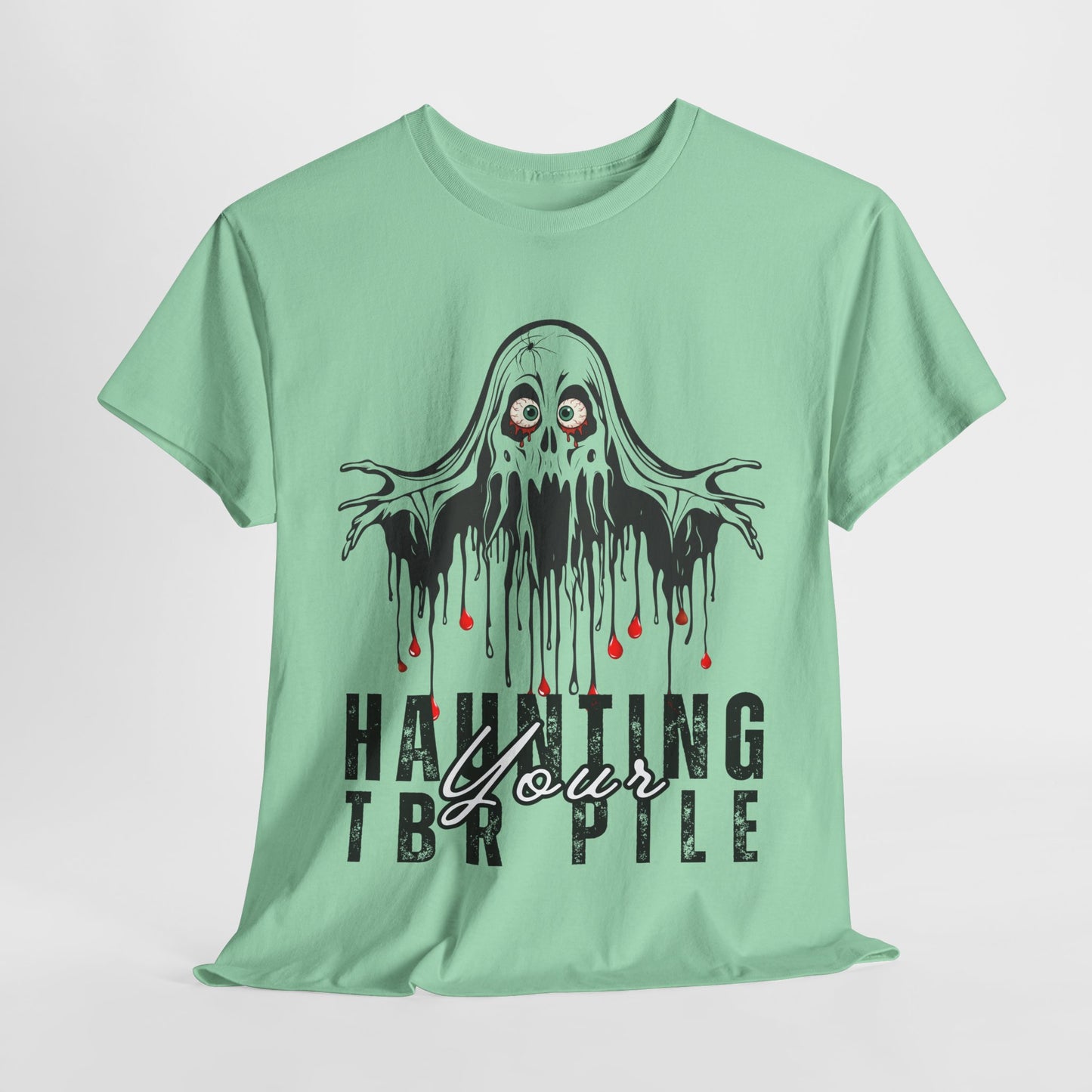 Teen/Adult Unisex Haunting Your TBR Pile T-Shirt β Horror Reader Graphic Tee