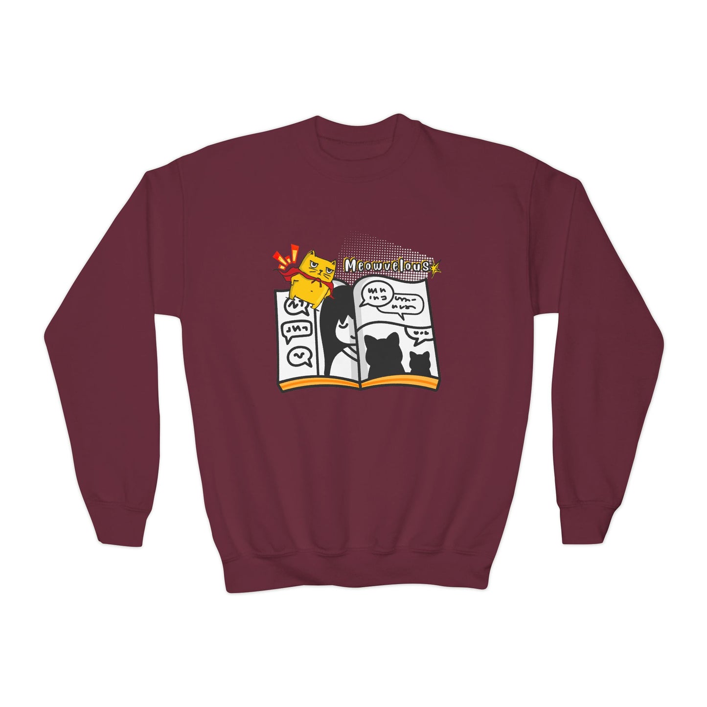 Youth Meowvelous Sweatshirt β Super Cat, Super Stories!
