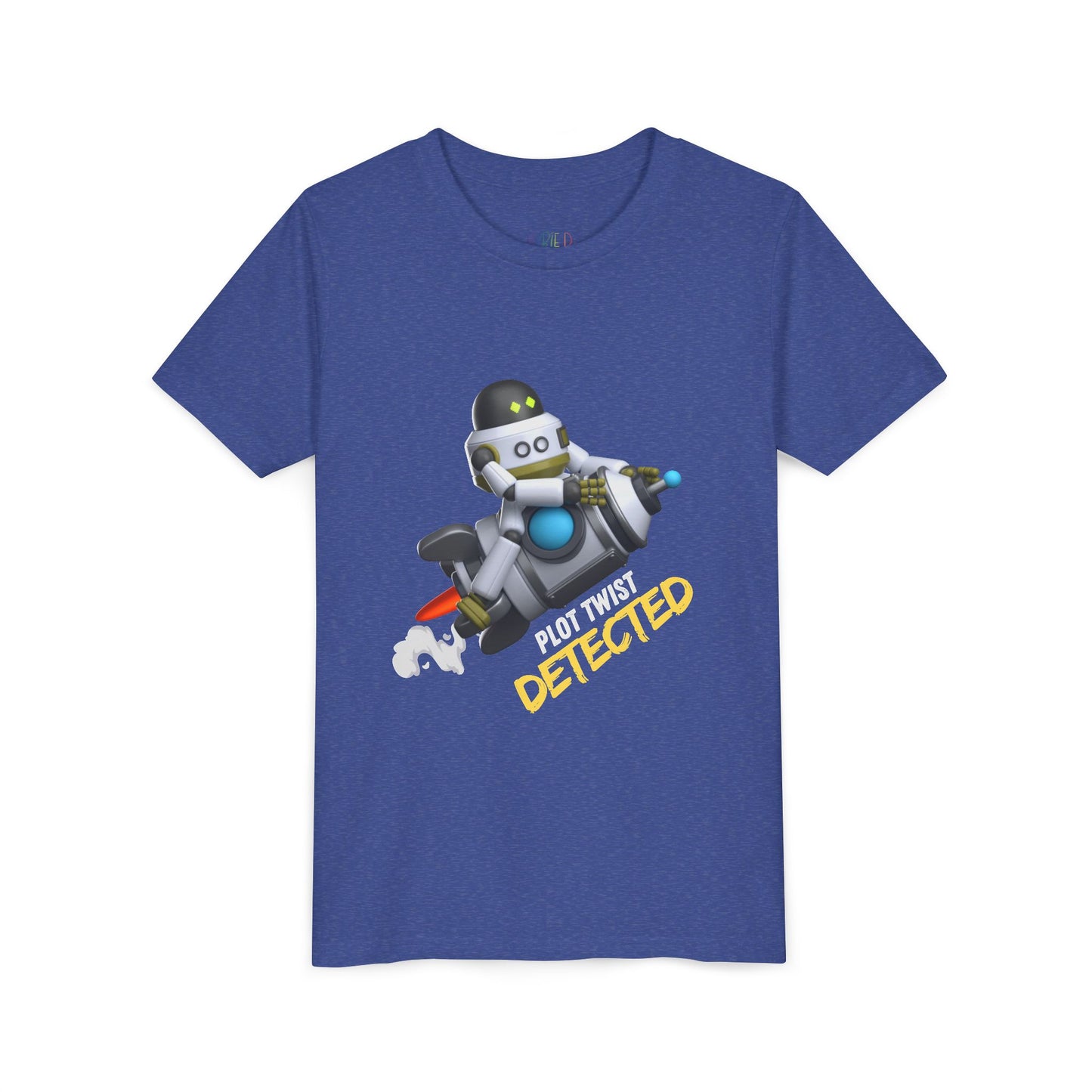 Youth Plot Twist Detected Tee β Rocket-Bot Shirt for Curious Readers For kids who zoom through stories and spot every twist!