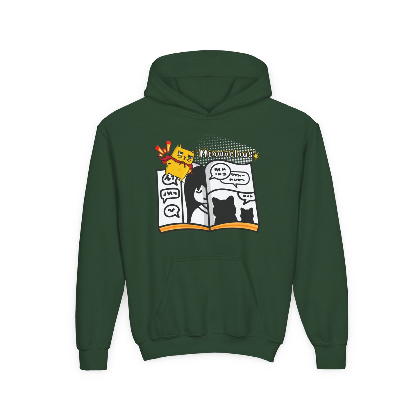 Youth Reading Hoodie – Meowvelous Comic Cat