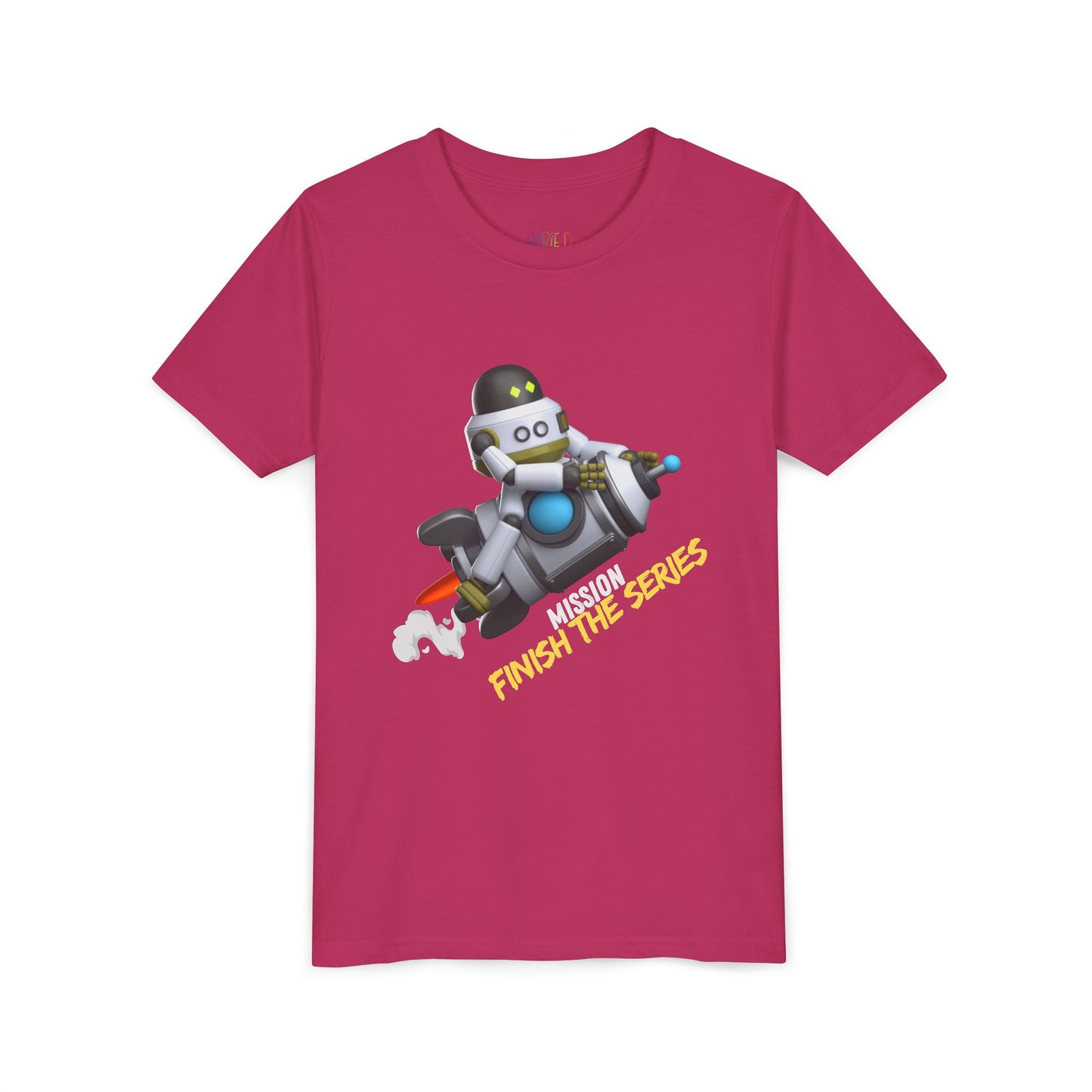 Youth Mission: Finish the Series Tee – Rocket-Bot Gear for Young Book Bingers, Blast through every chapter with determination and style!