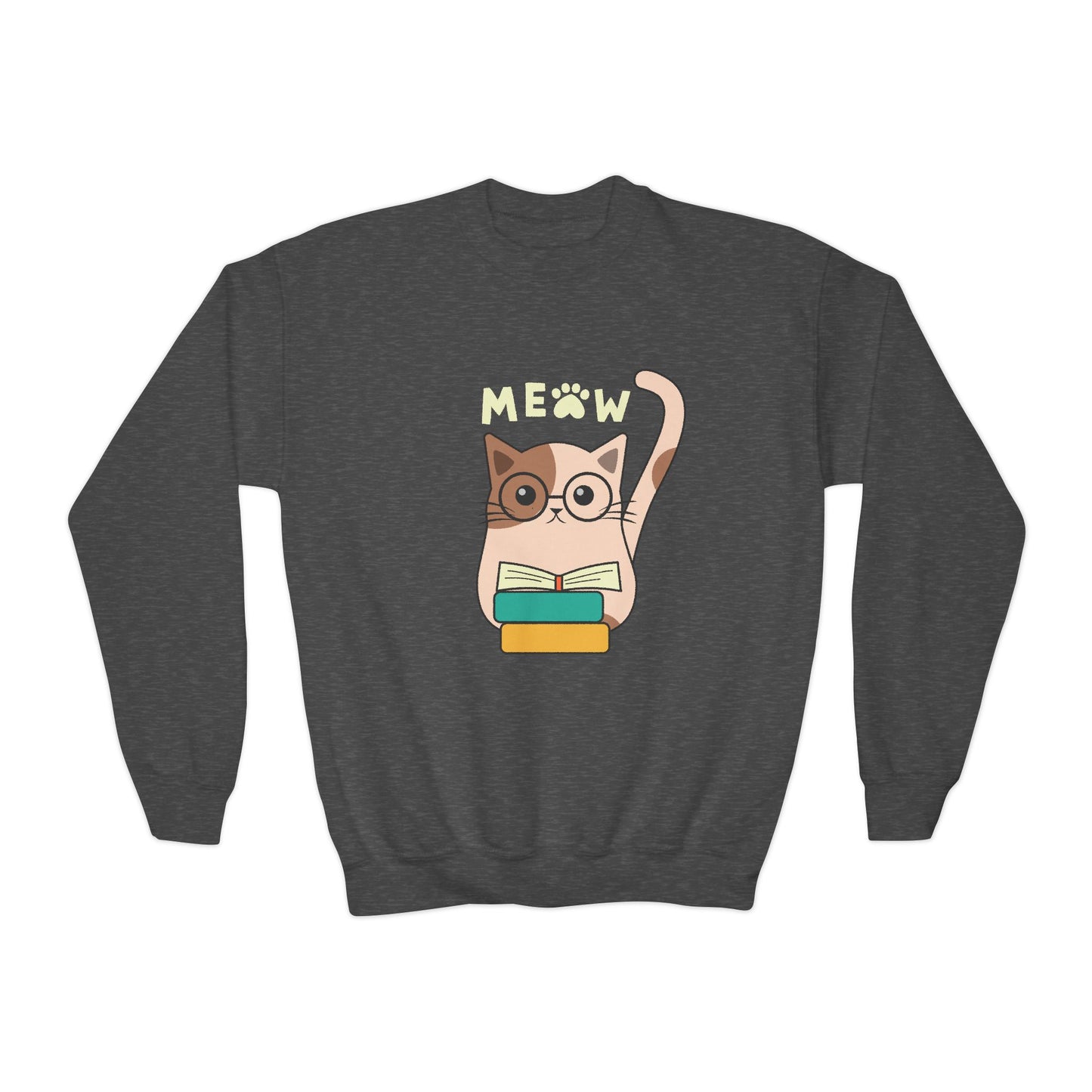Youth Meow & Read Sweatshirt β The Purrfect Book Buddy