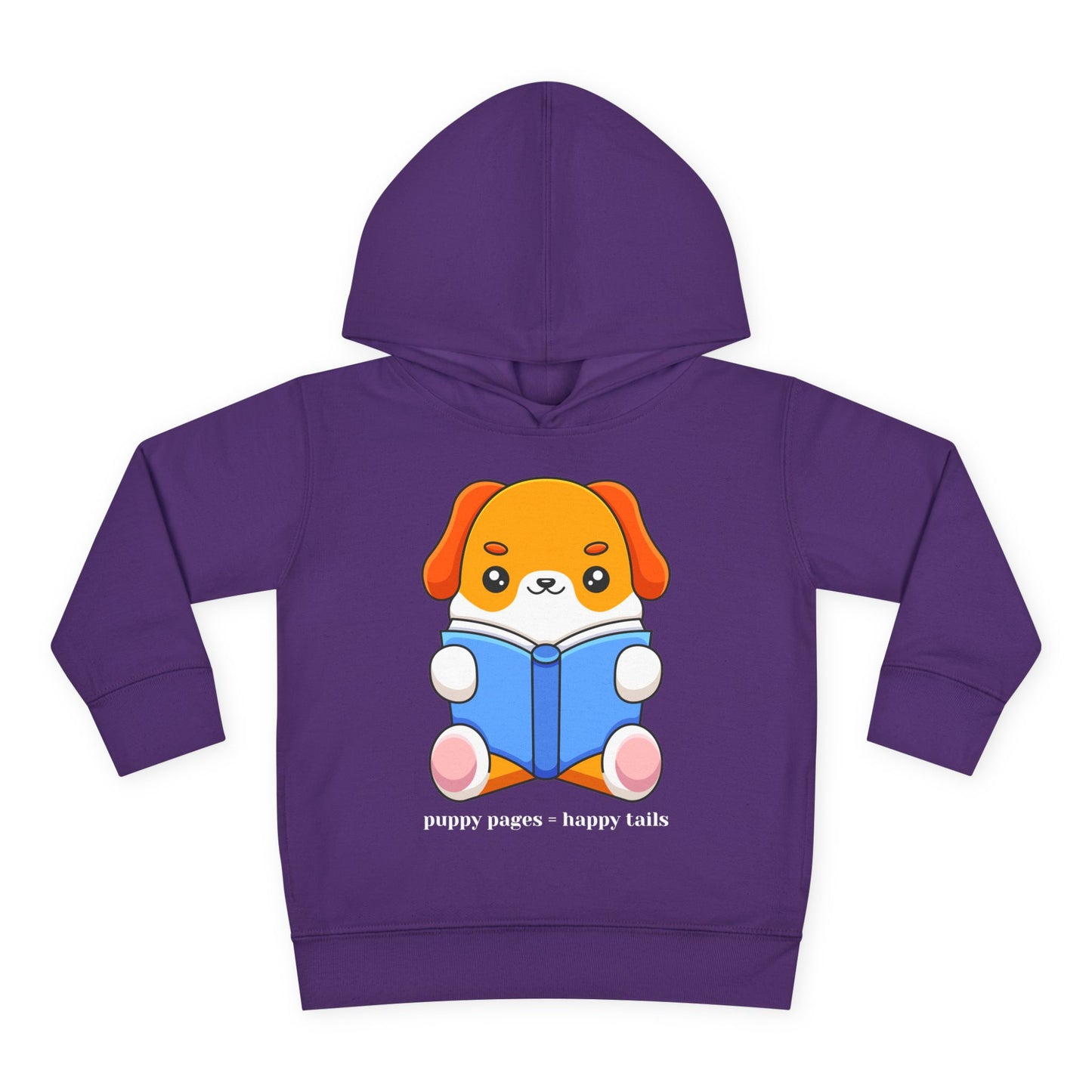 Toddler Puppy Pages Happy Tails Hoodie โ Cute Dog Reading Design
