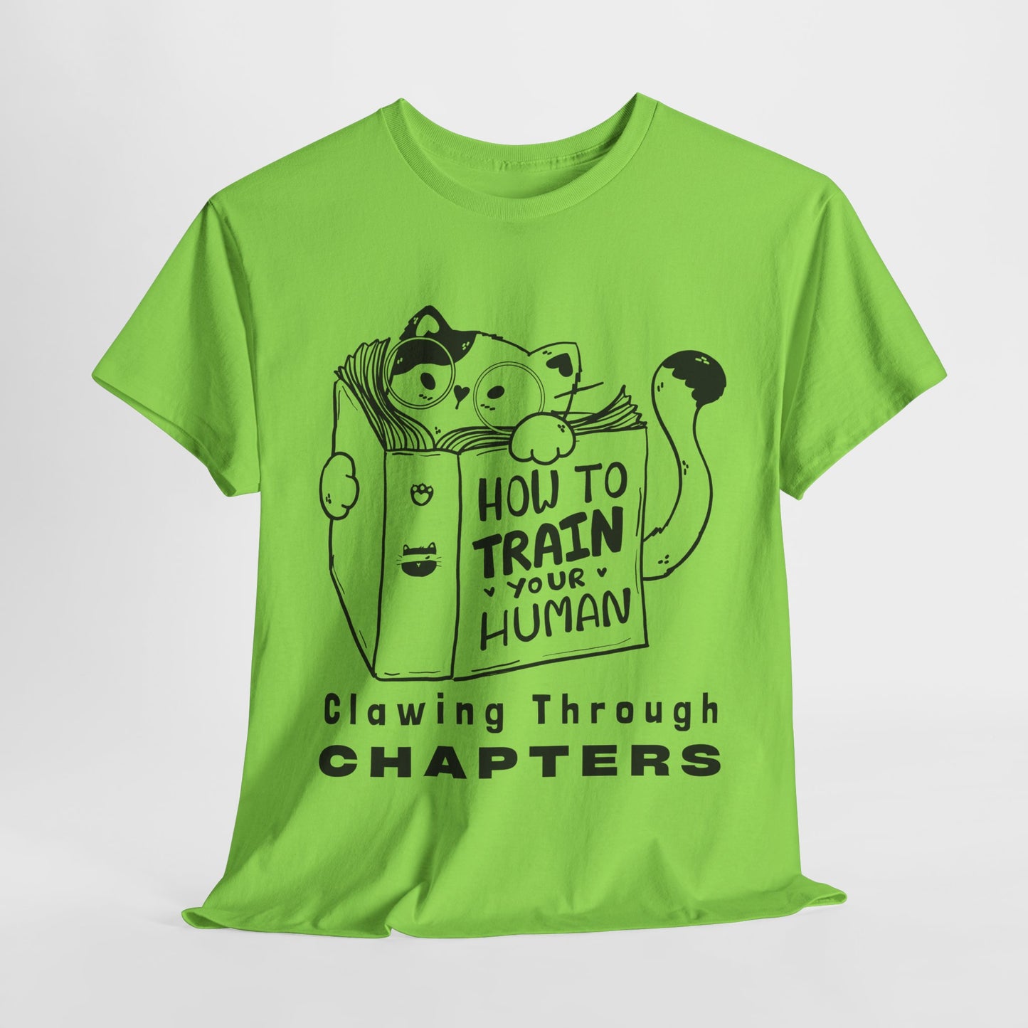 Teen/Adult Unisex “How to Train Your Human” Cat Shirt – Clawing Through Chapters Book Tee
