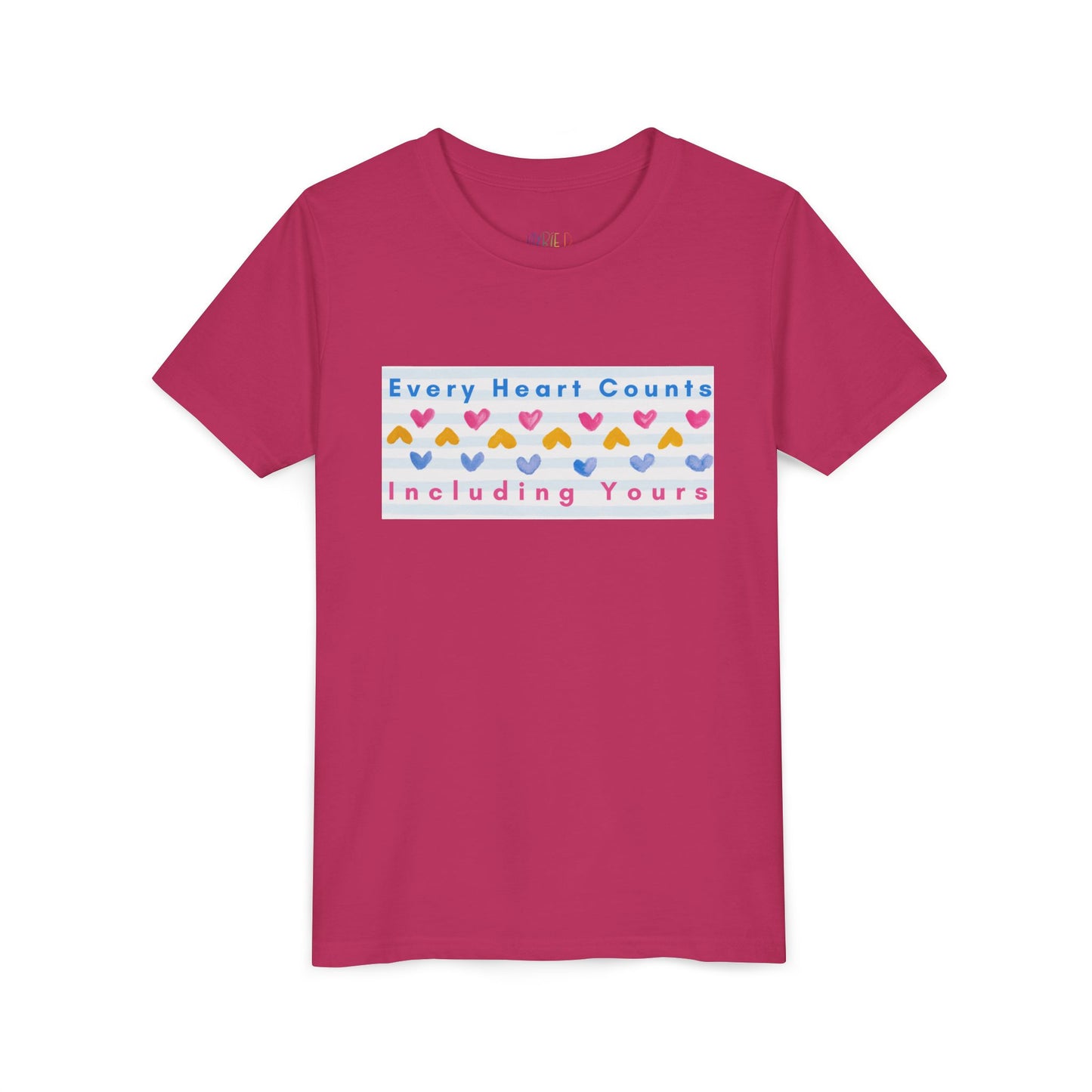 Youth Every Heart Counts Tee – Confidence & Compassion, Worn Proudly