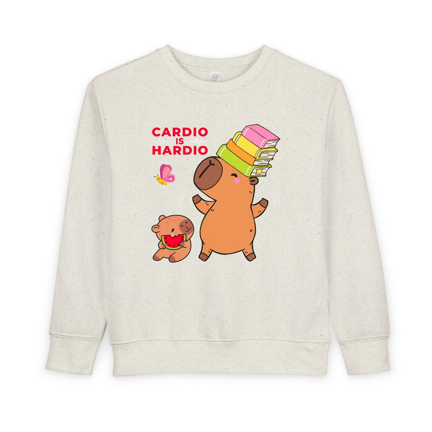 Toddler Cardio Is Hardio Sweatshirt – Funny Capybara Book Balancing Crewneck