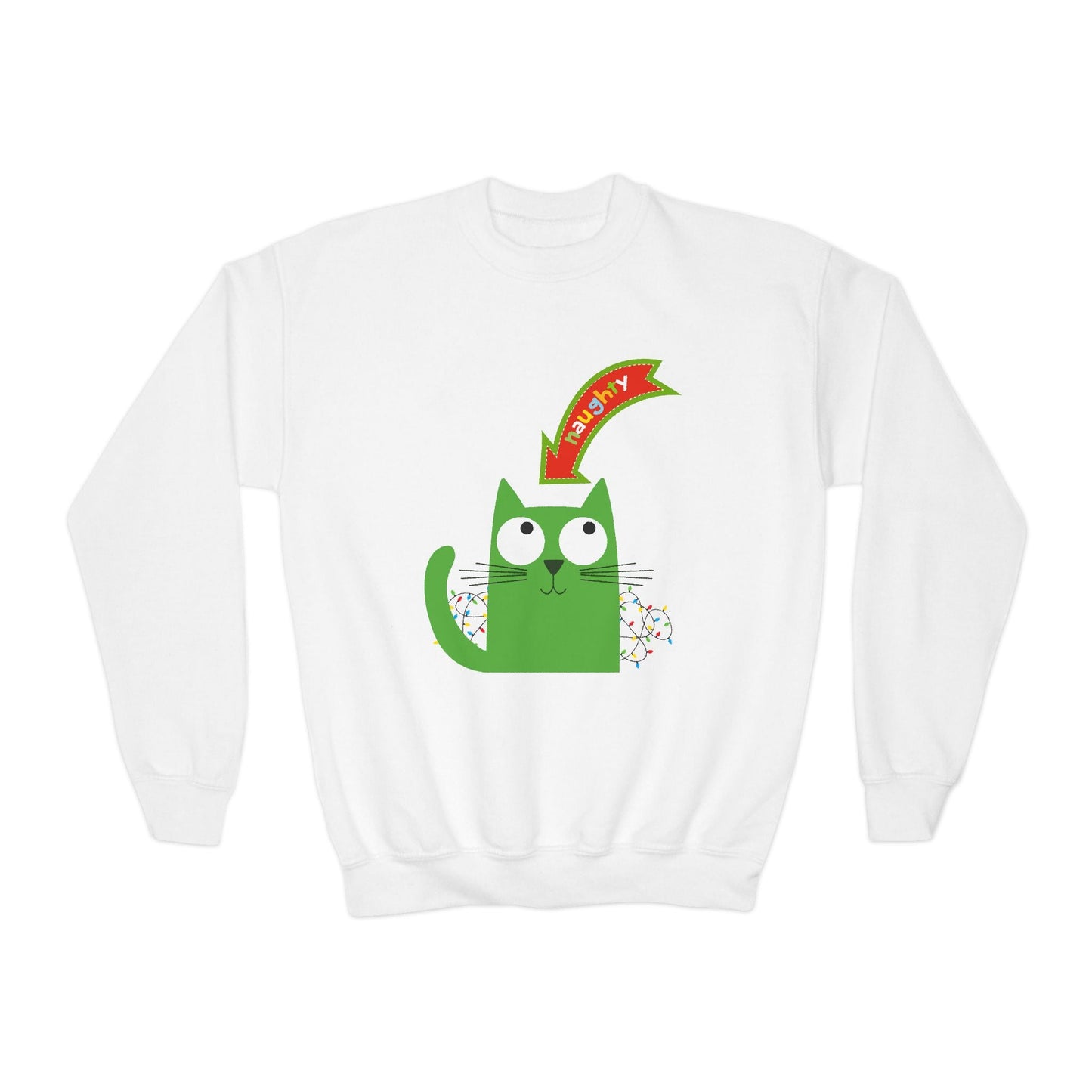 Youth Naughty Kitty Holiday Sweatshirt Printify