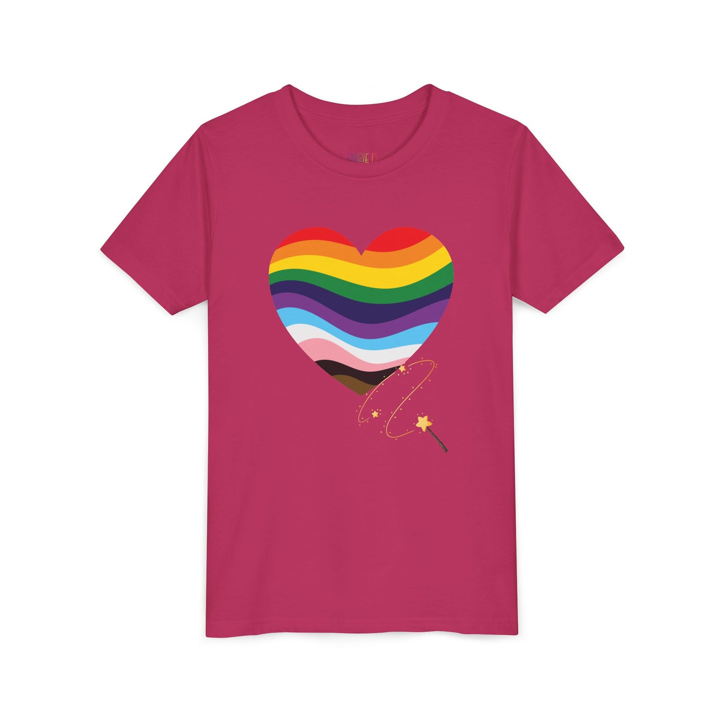 Youth Wand-Swished Rainbow Heart Tee – Lead with Love, Shine with Pride