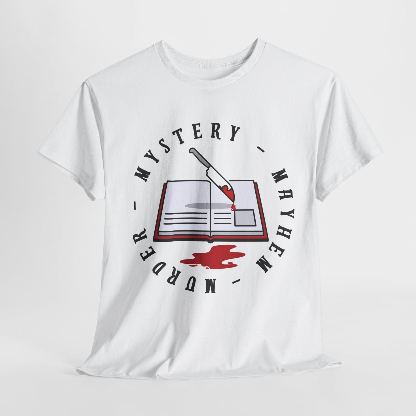 Teen/Adult Unisex Mystery Mayhem Murder T-Shirt β Crime Thriller Reader Tee