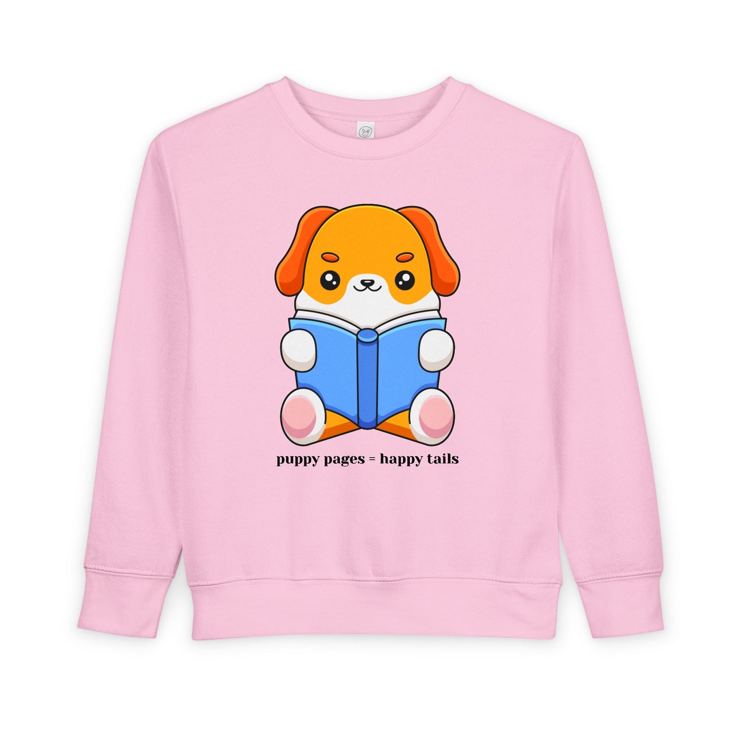 Toddler Puppy Pages = Happy Tails Sweatshirt โ Cute Dog Reading Crewneck for Little Book Lovers