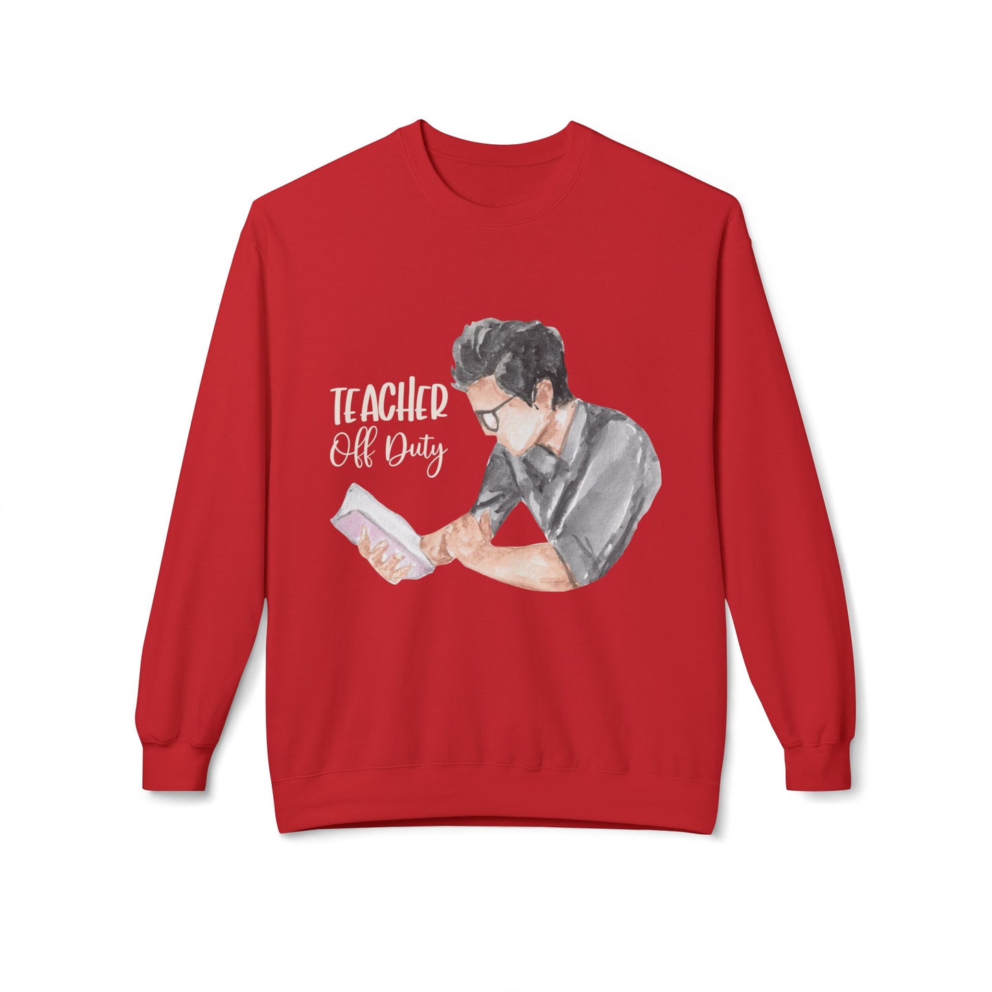 Teen/Adult Unisex Teacher Off Duty Sweatshirt β Book Lover Watercolor Crewneck