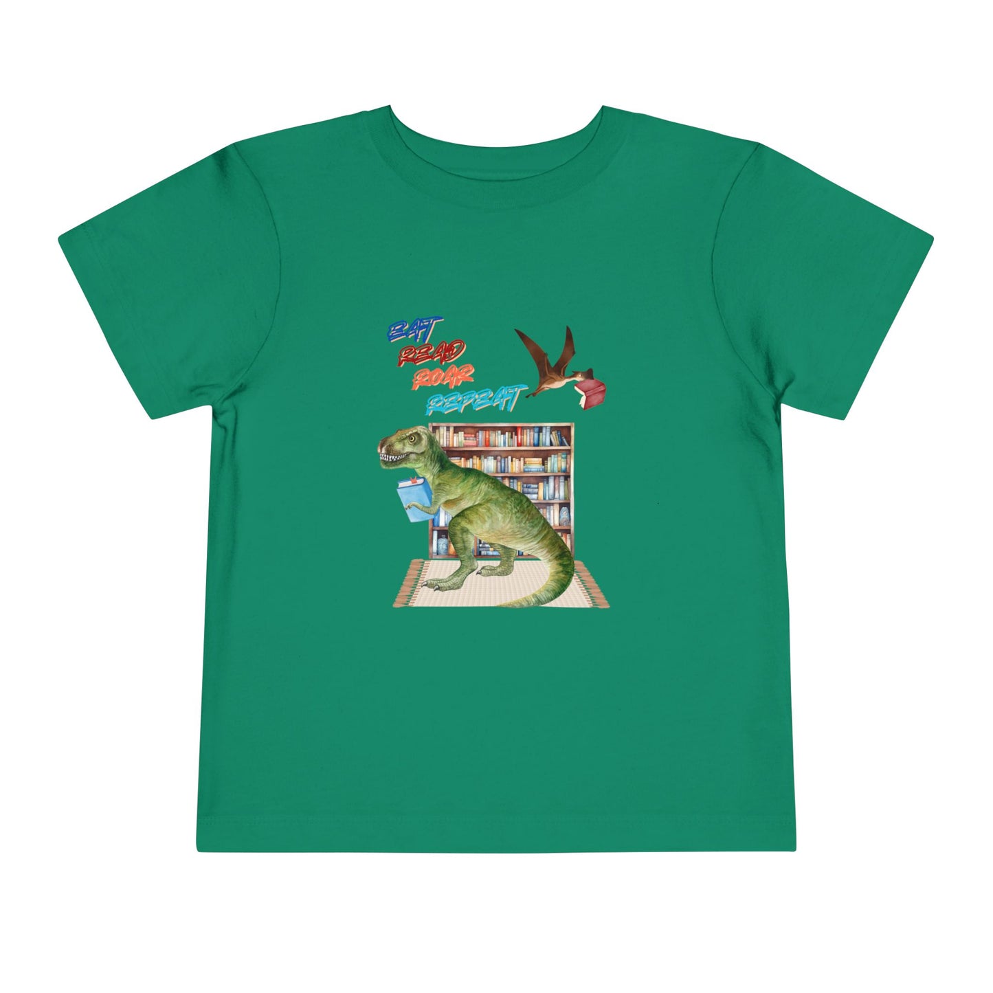 Toddler Eat. Read. Roar. Repeat. Dino Tee – Book-Loving T-Rex Shirt for Kids