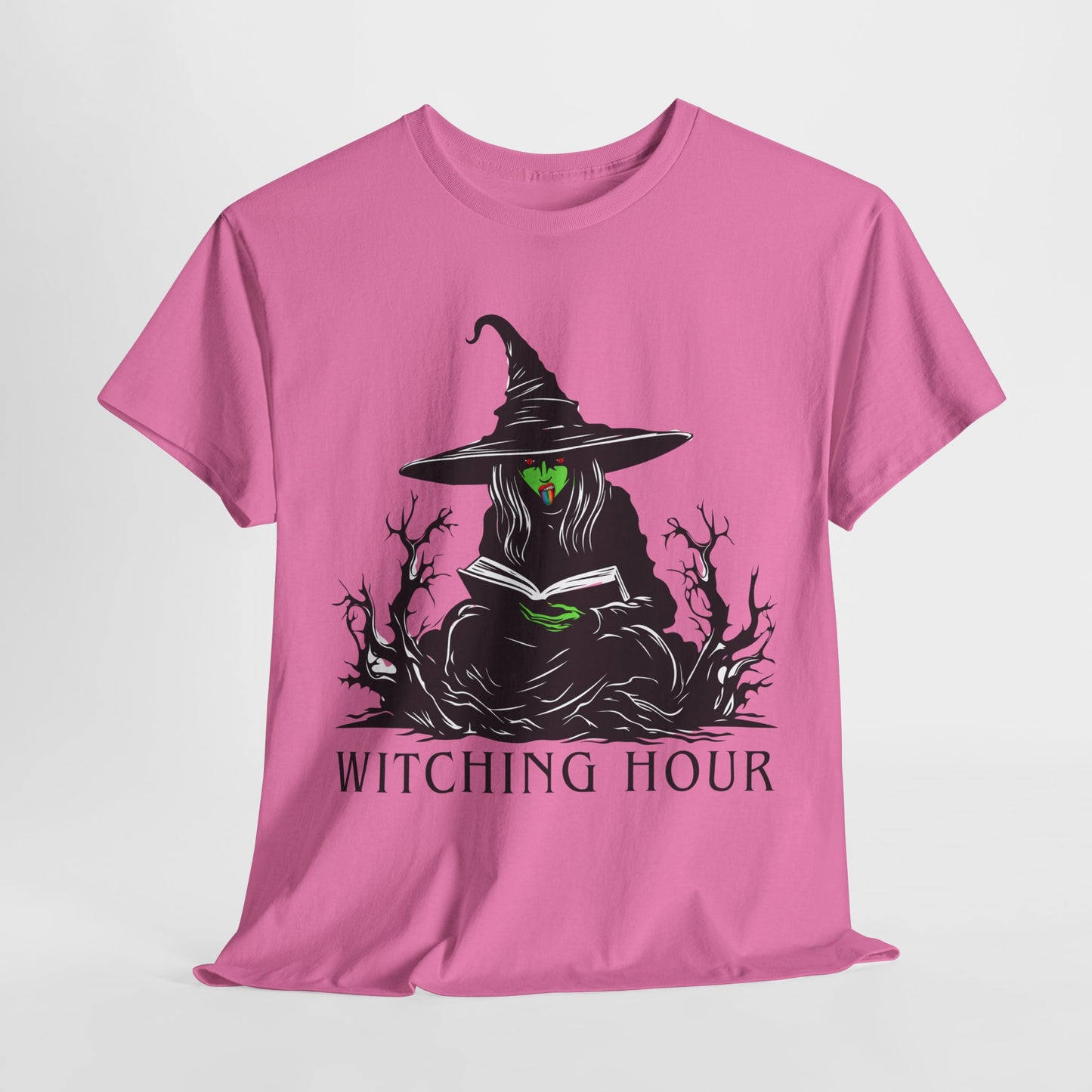 Teen/Adult Unisex Witching Hour T-Shirt – Spooky Reading Witch Graphic Tee