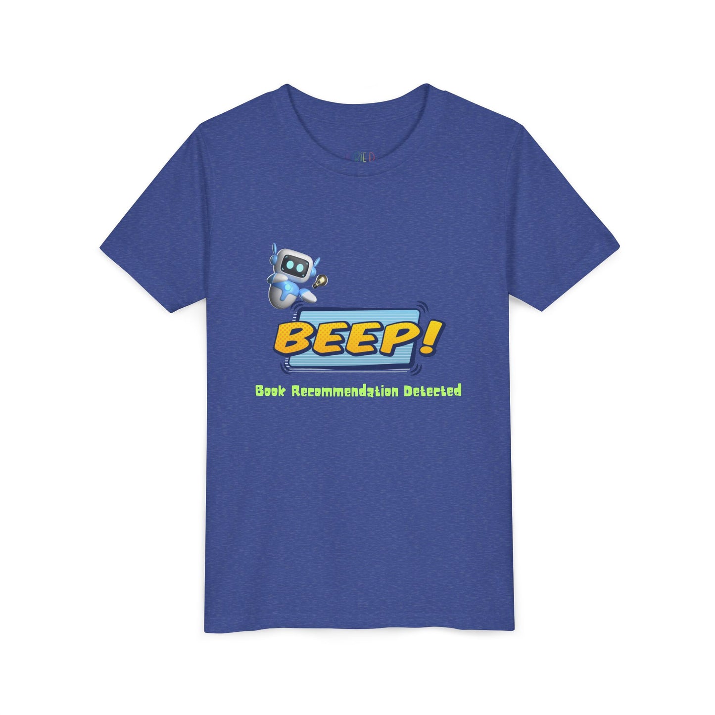 Youth BEEP! Tee – Book Recommendation Detected, Robot-Approved Reads, Perfect for young readers with high-tech taste and top-tier book picks.