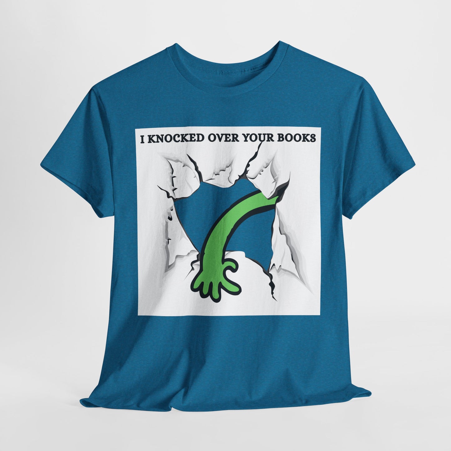 Teen/Adult Unisex Oops! Alien Mayhem Tee – Bookstack Toppler Extraordinaire