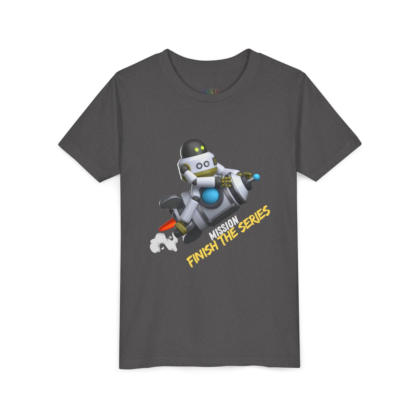 Youth Mission: Finish the Series Tee – Rocket-Bot Gear for Young Book Bingers, Blast through every chapter with determination and style!