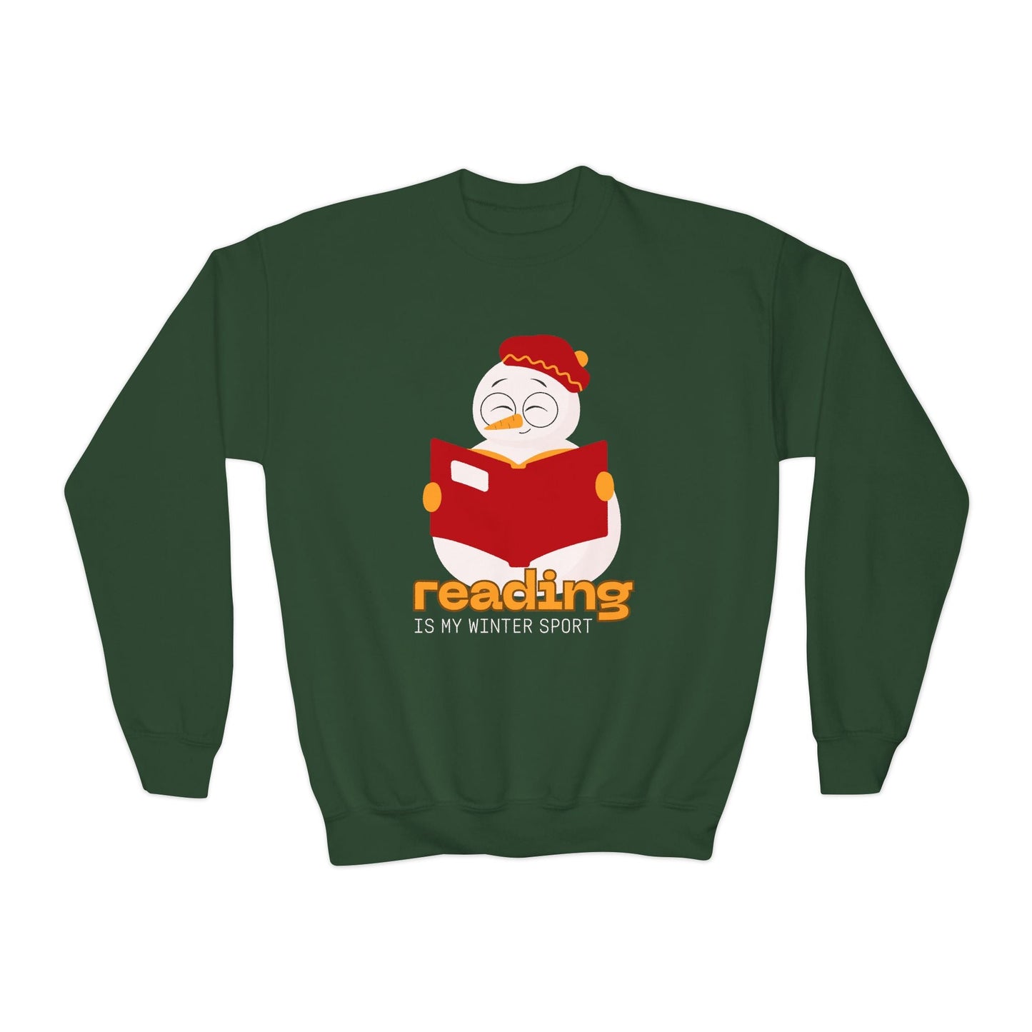 Youth Reading Is My Winter Sport Sweatshirt – Snowman Book Lover Design Printify