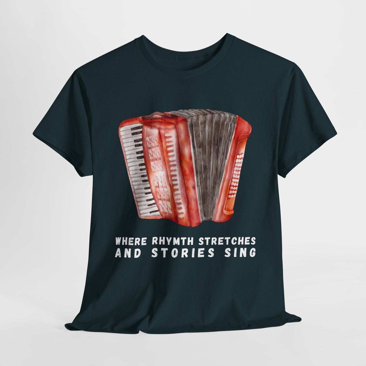 Teen/Adult Unisex Where Rhythm Stretches and Stories Sing Tee