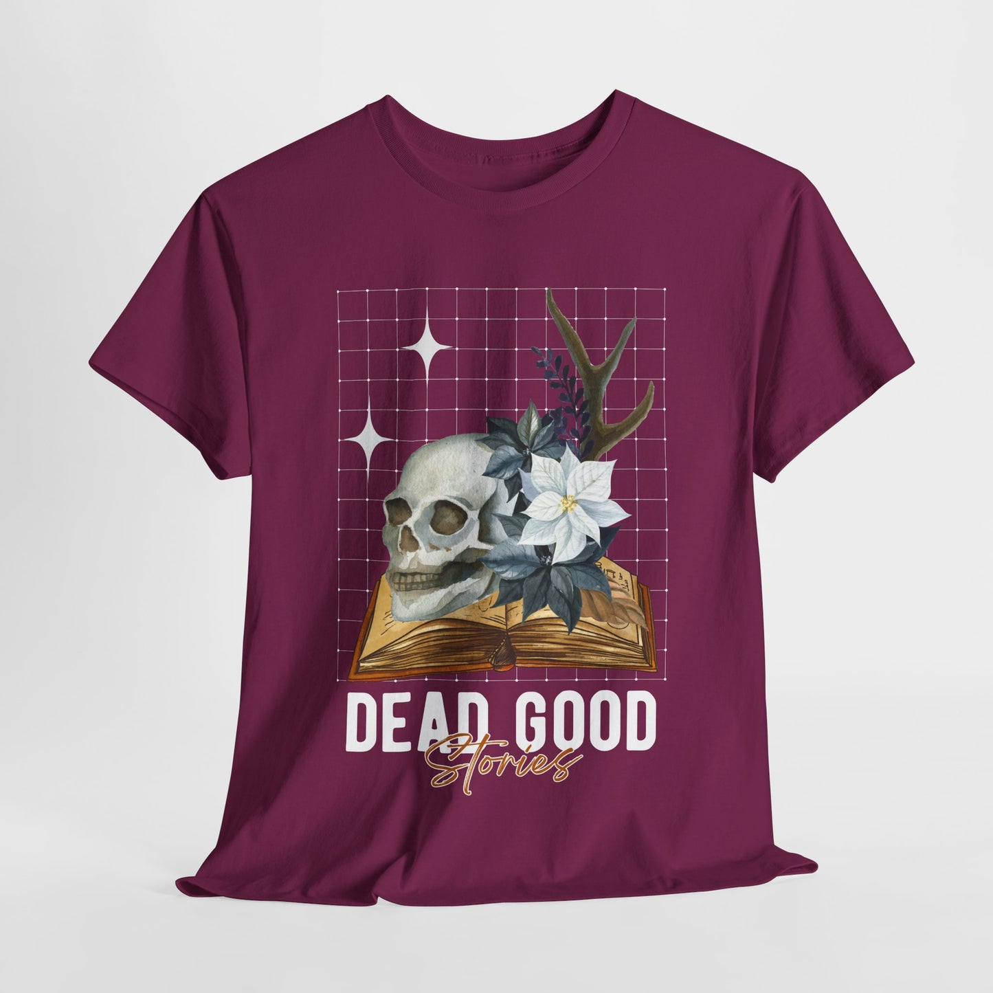 Teen/Adult Unisex Dead Good Stories T-Shirt β Skull & Book Horror Graphic Tee