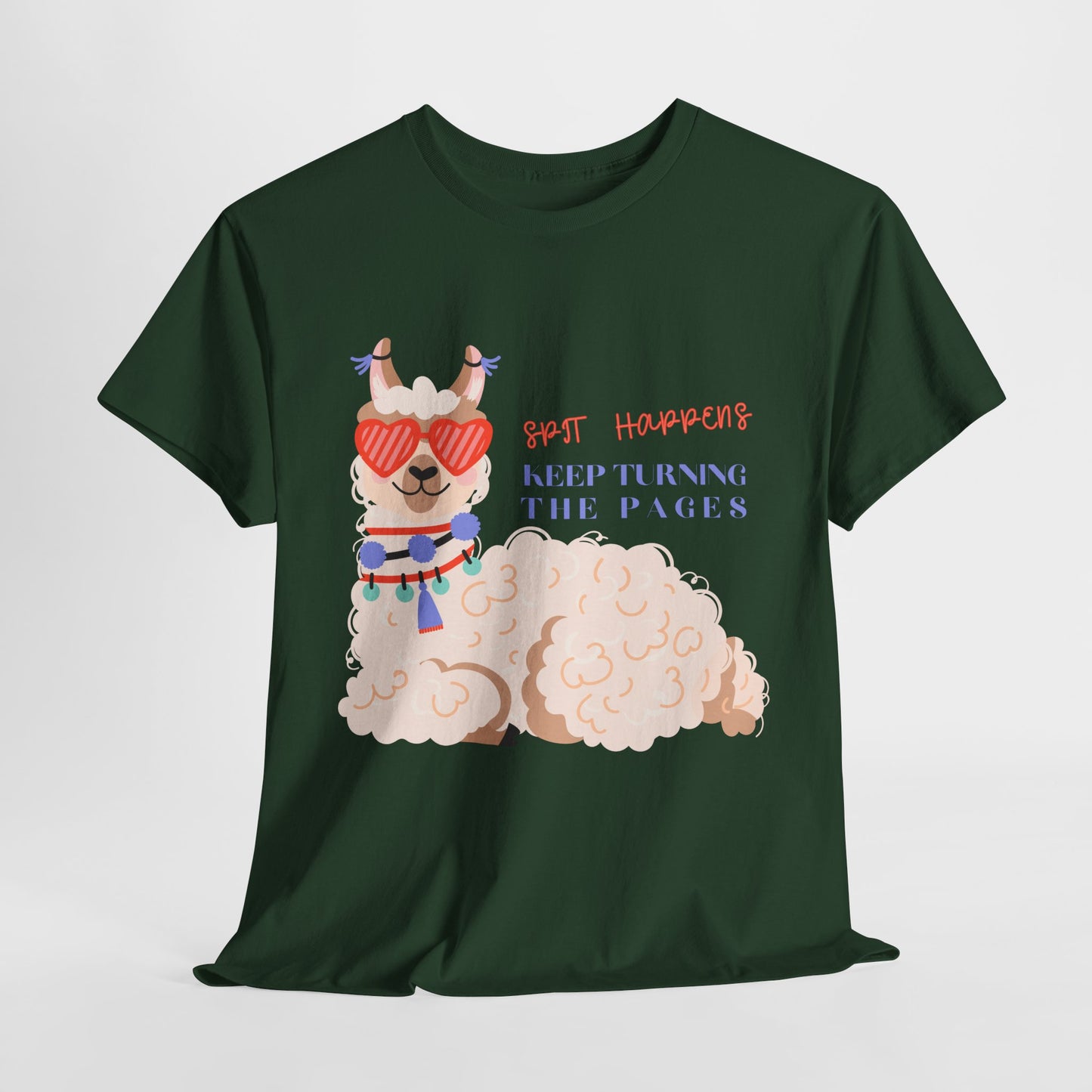 Teen/Adult Unisex – Spit Happens Keep Turning the Pages Tee