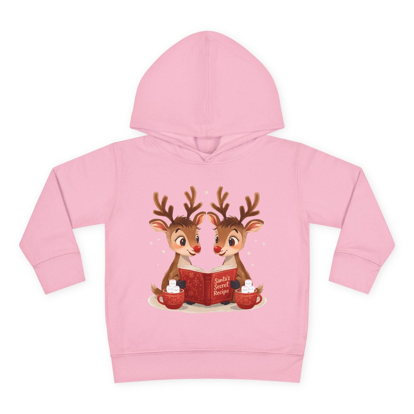 Toddler Reindeer Reading Hoodie – Santa’s Secret Recipe Holiday Design Printify
