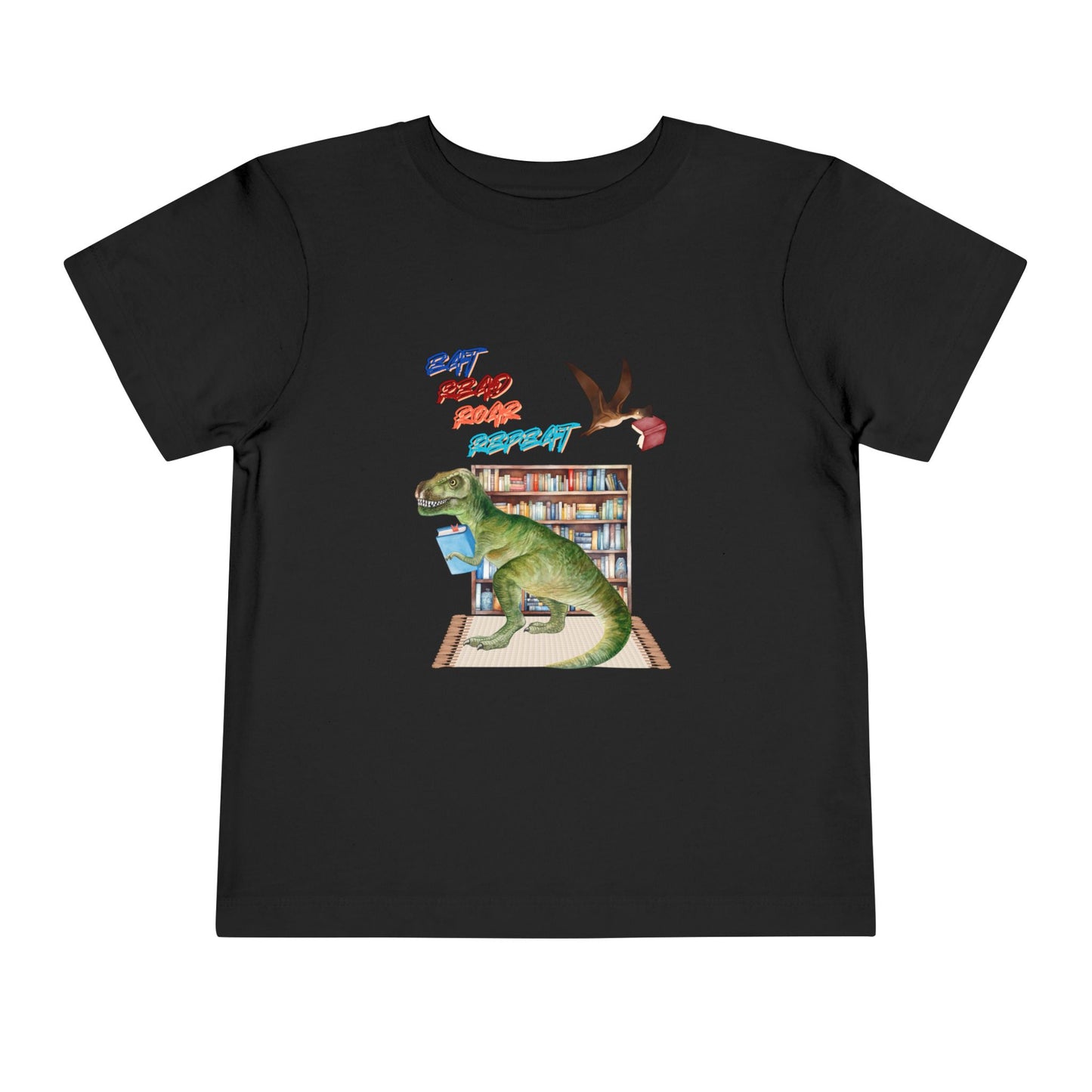Toddler Eat. Read. Roar. Repeat. Dino Tee – Book-Loving T-Rex Shirt for Kids