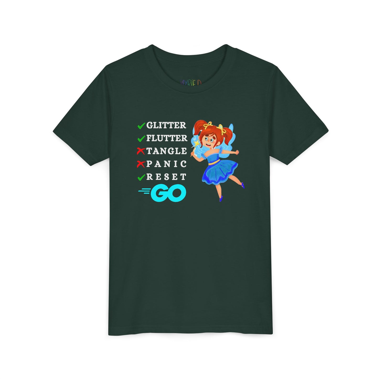 Youth Glitter. Flutter. Reset. GO. Tee – Bounce Back Like a Pro