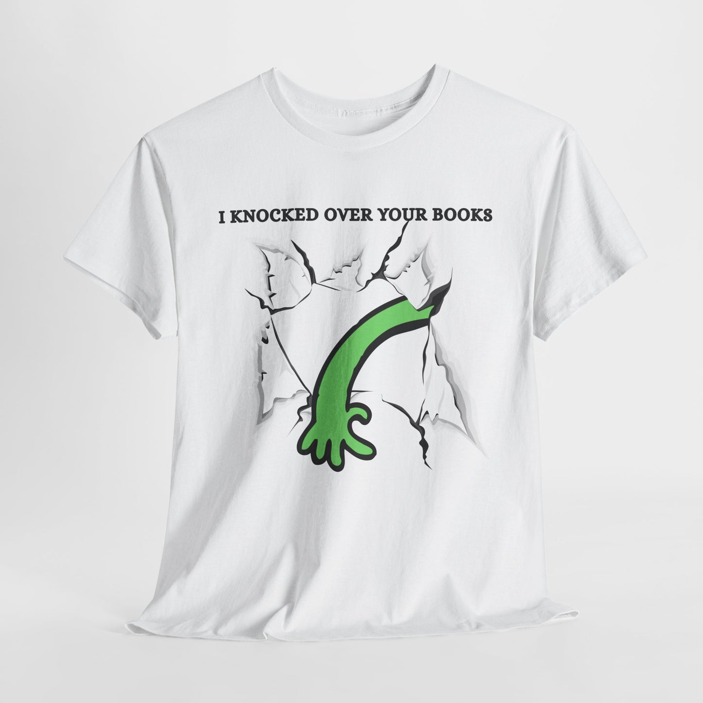Teen/Adult Unisex Oops! Alien Mayhem Tee – Bookstack Toppler Extraordinaire