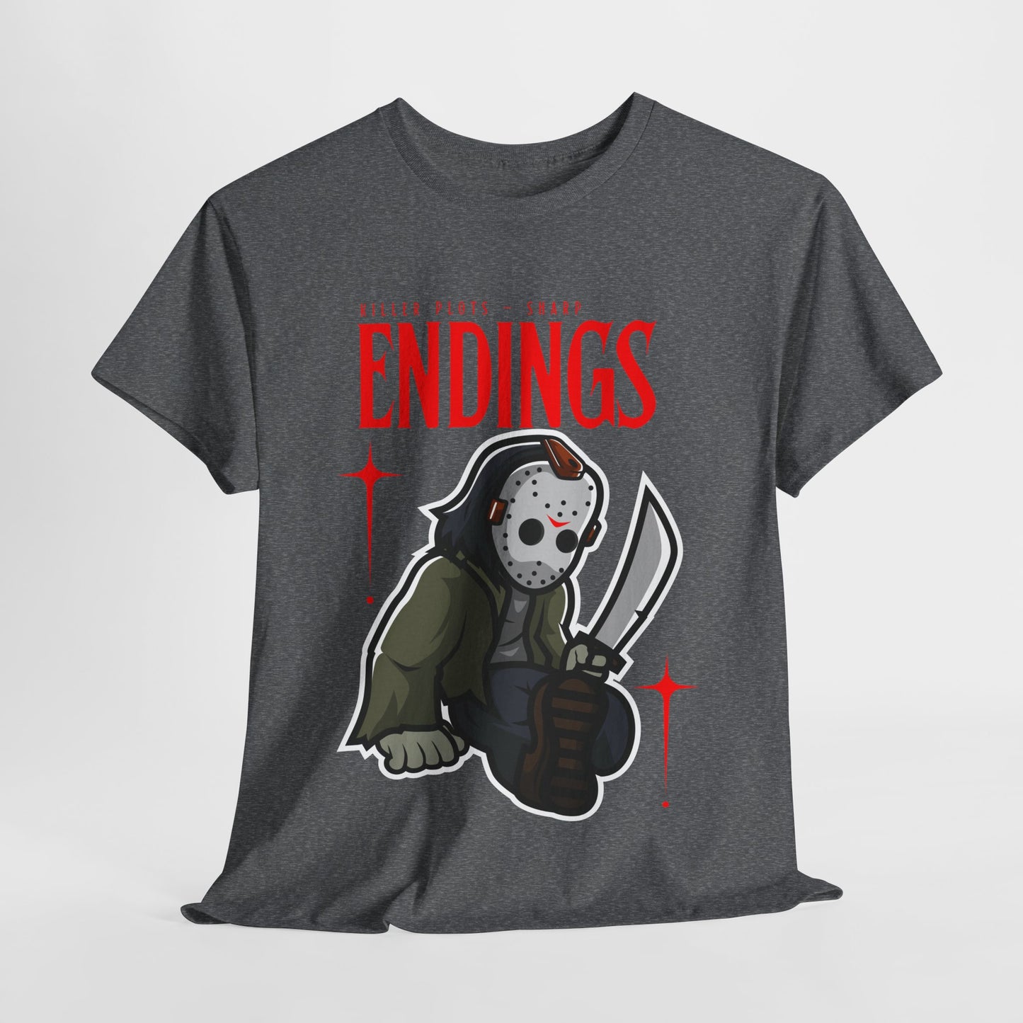 Teen/Adult Unisex Killer Plots, Sharp Endings T-Shirt – Horror Slasher Graphic Tee