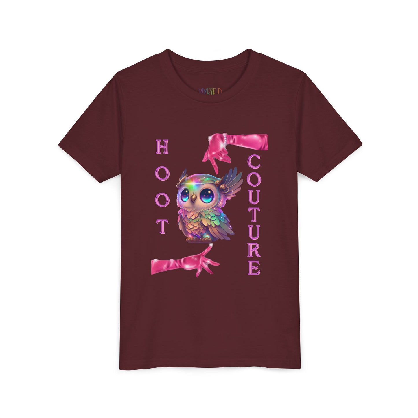 Youth Hoot Couture T-Shirt – Rainbow Owl Fashion Tee for Bold & Creative Kids