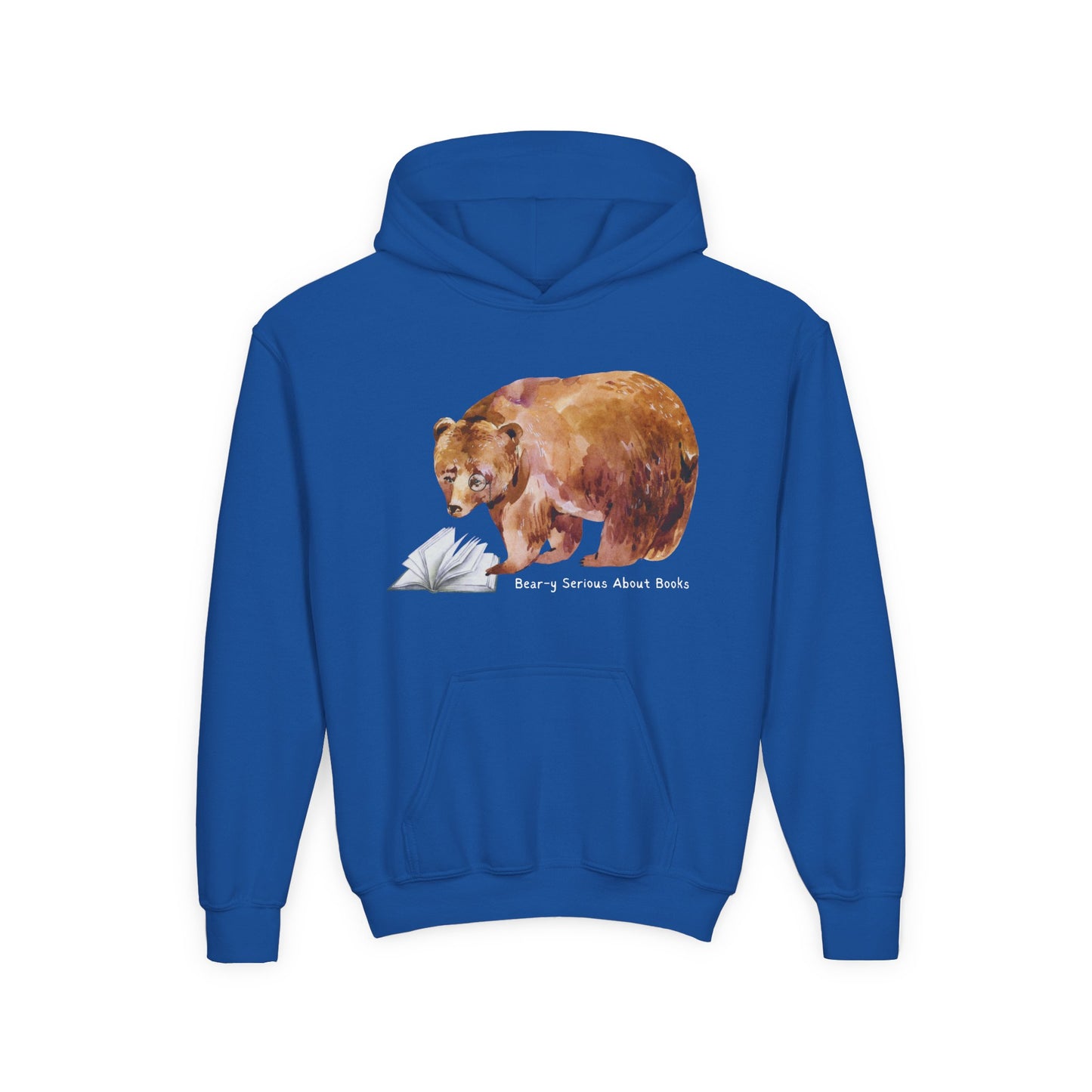 Youth Beary Serious About Books Hoodie – Cozy Style for Avid Readers