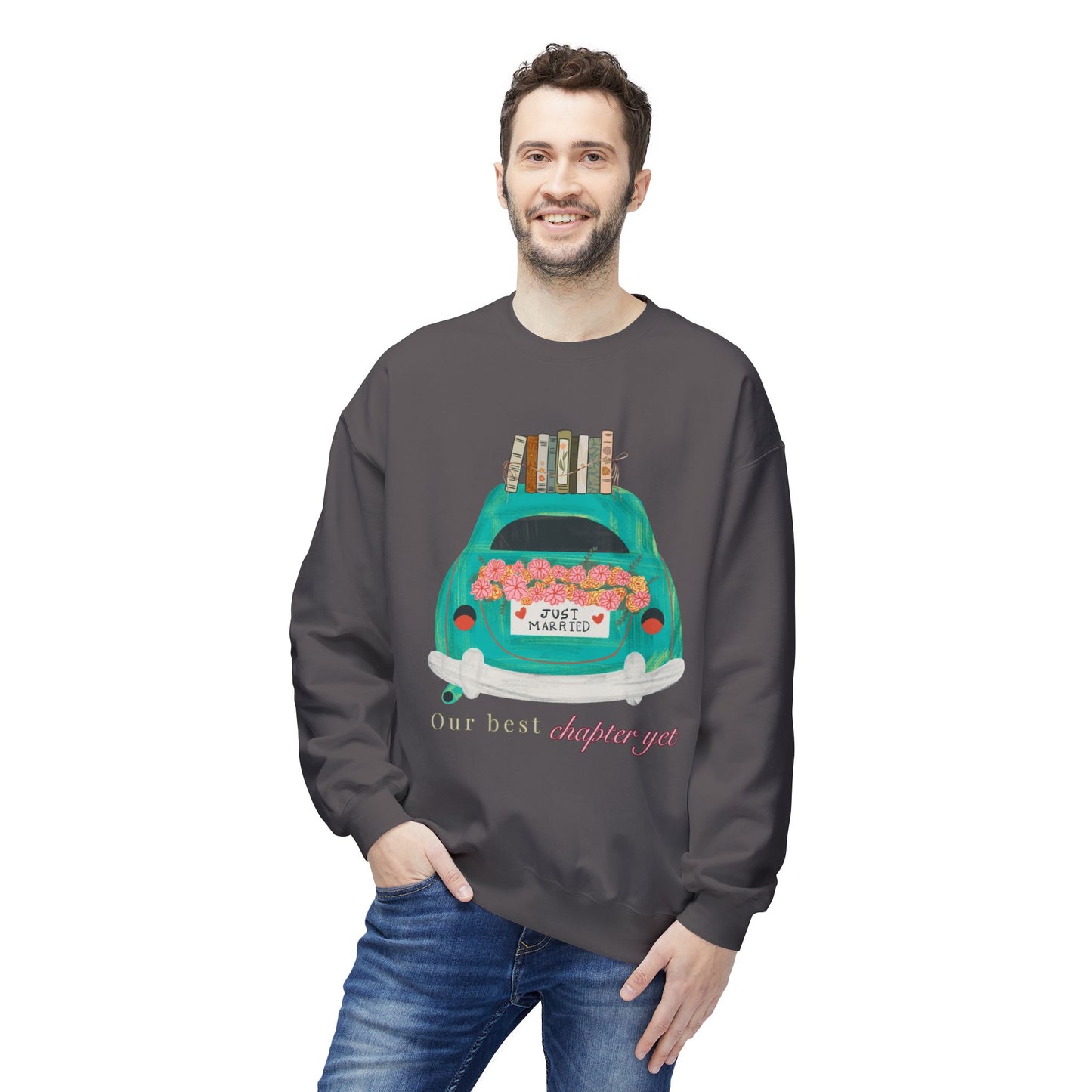 Teen/Adult Unisex Our Best Chapter Yet Sweatshirt, Just Married Book Lover Design