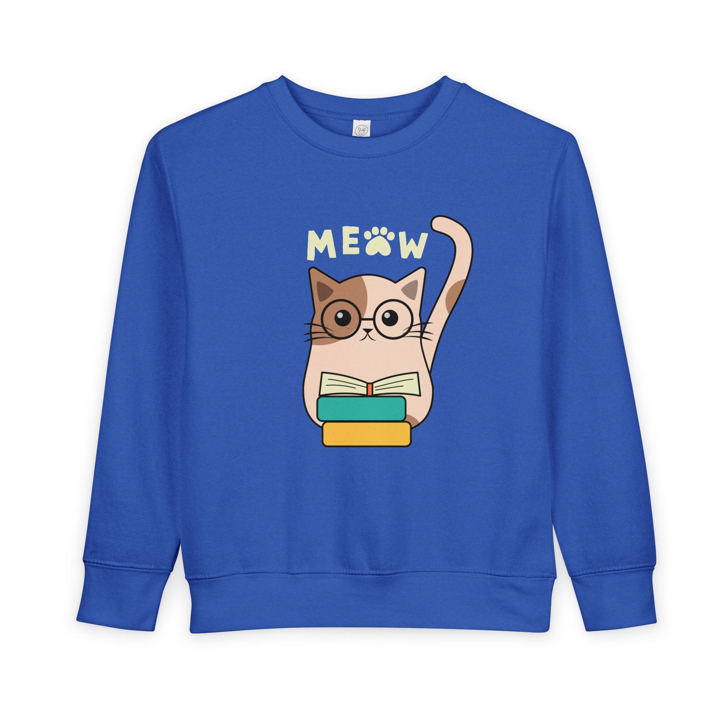 Toddler Meow & Read Sweatshirt โ Cute Bookish Cat Crewneck for Kids