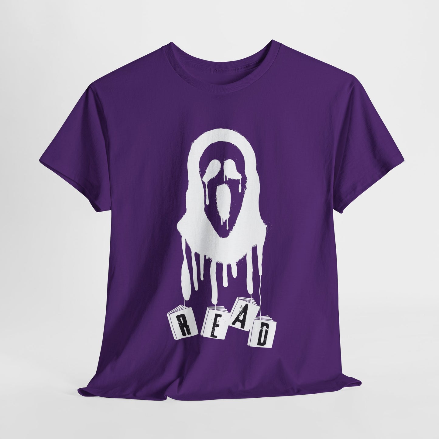 Teen/Adult Unisex Horror Mask READ T-Shirt – Creepy Book Lover Graphic Tee