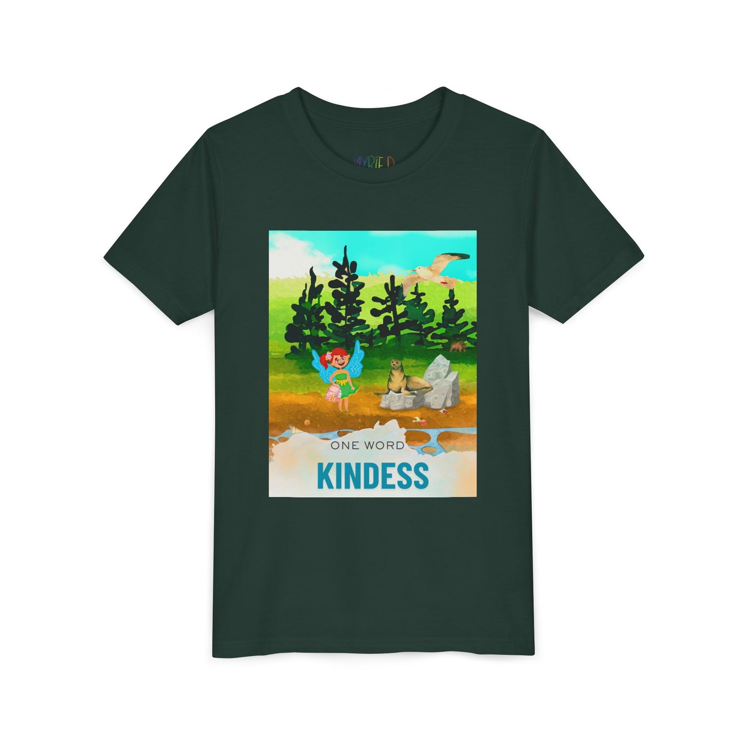 Youth One Word: Kindness Tee – Fairy Forest T-Shirt for Kids, Gentle Message Apparel for Young Hearts
