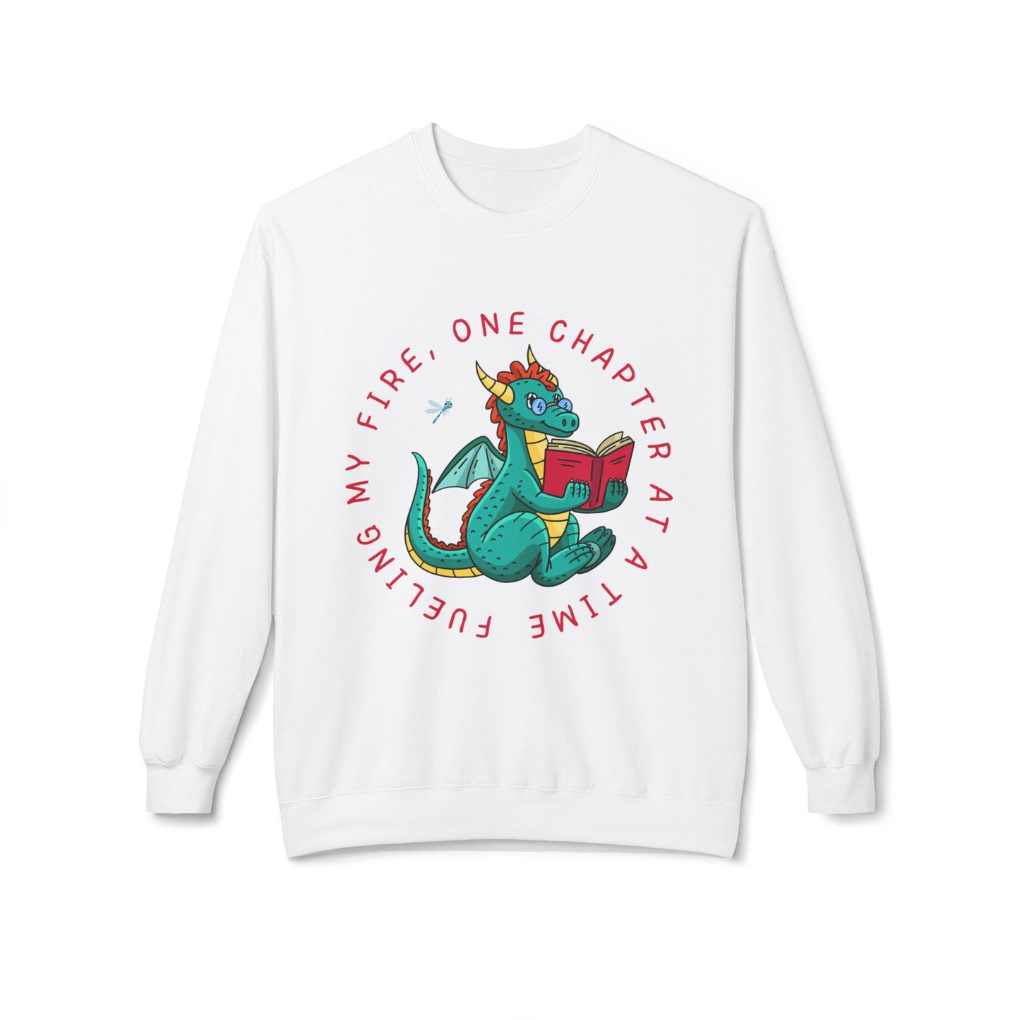Teen/Adult Unisex Fueling My Fire Sweatshirt β Dragon Reading One Chapter at a Time