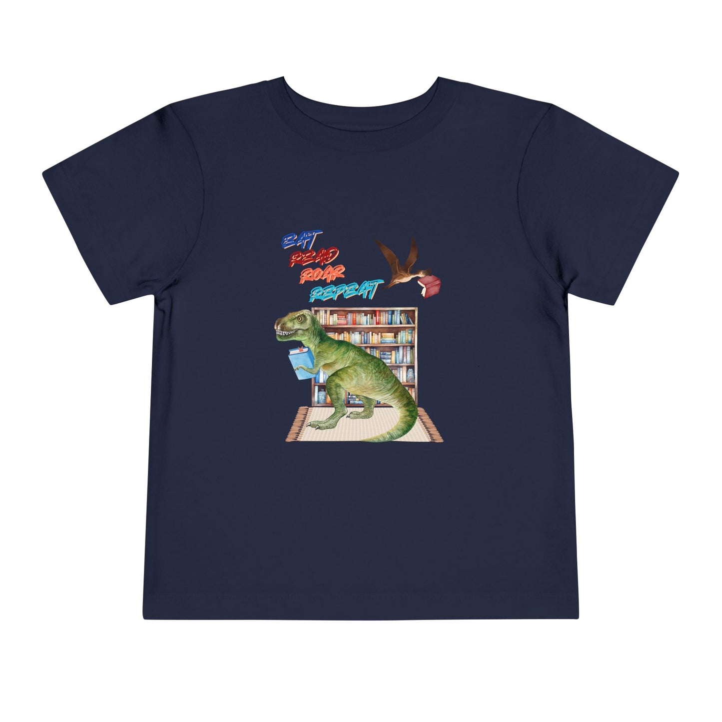 Toddler Eat. Read. Roar. Repeat. Dino Tee – Book-Loving T-Rex Shirt for Kids