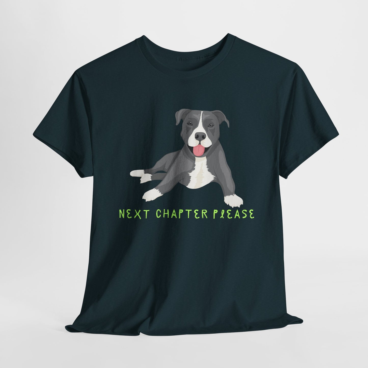 Teen/Adult Unisex Next Chapter Please Tee – Calm Pup, Curious Heart