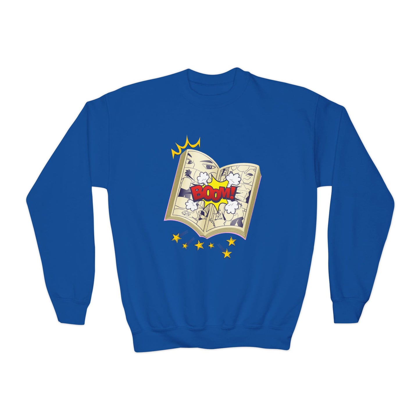 Youth Comic Book “BOOM!” Sweatshirt – Fun Reading Design for Creative Kids