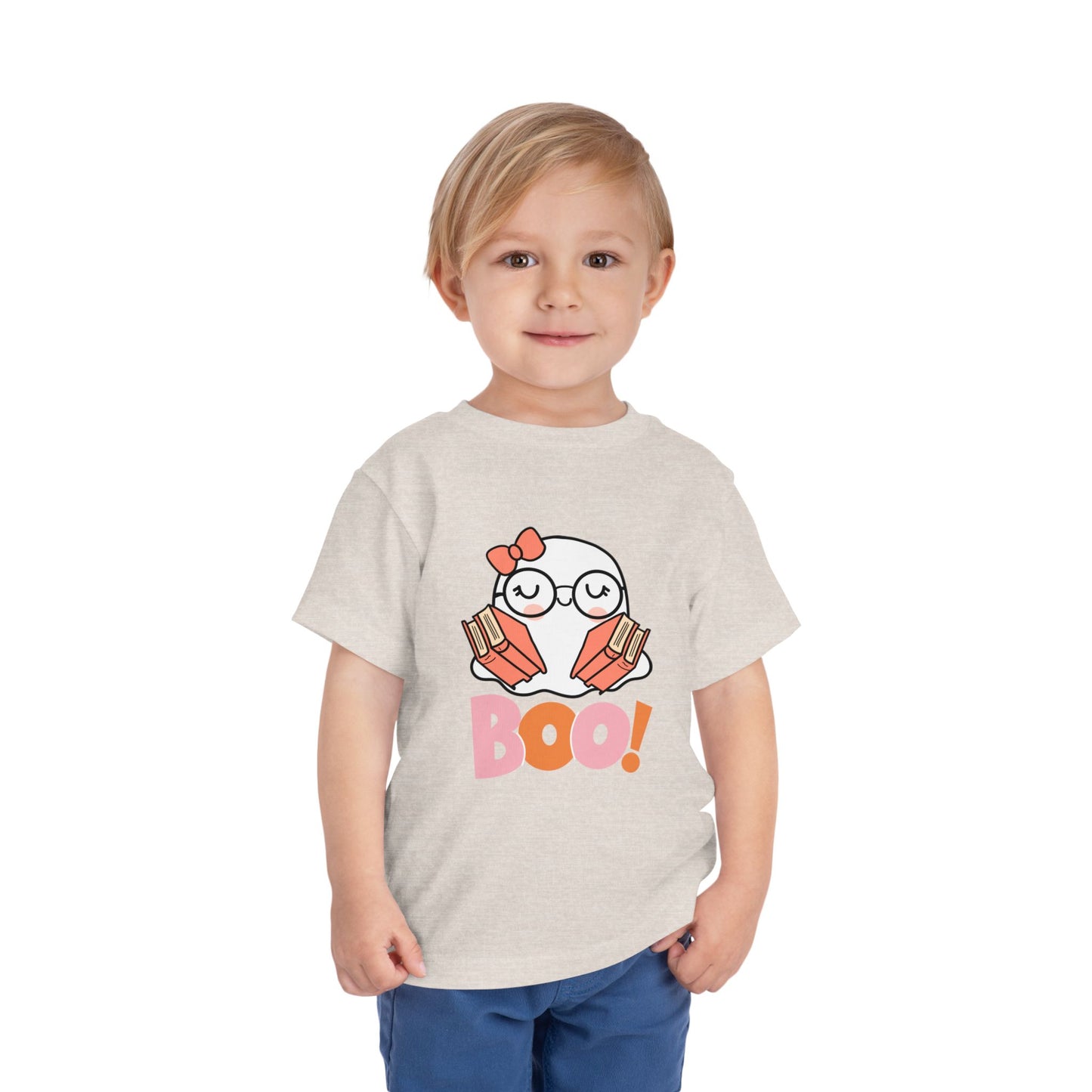 Toddler Halloween "Boo!" Ghost Reader Tee – Spooky Cute Bookish Shirt
